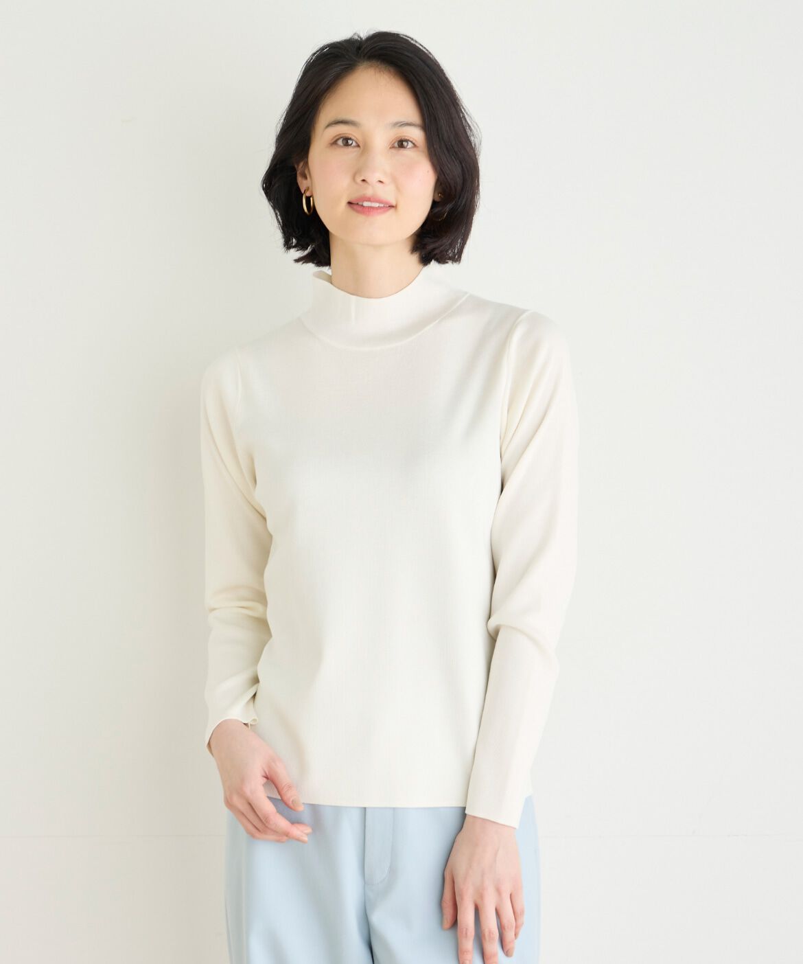 7-IDconcept.「ベーシックハイネックニット」|ニット・セーター|アイボリー2