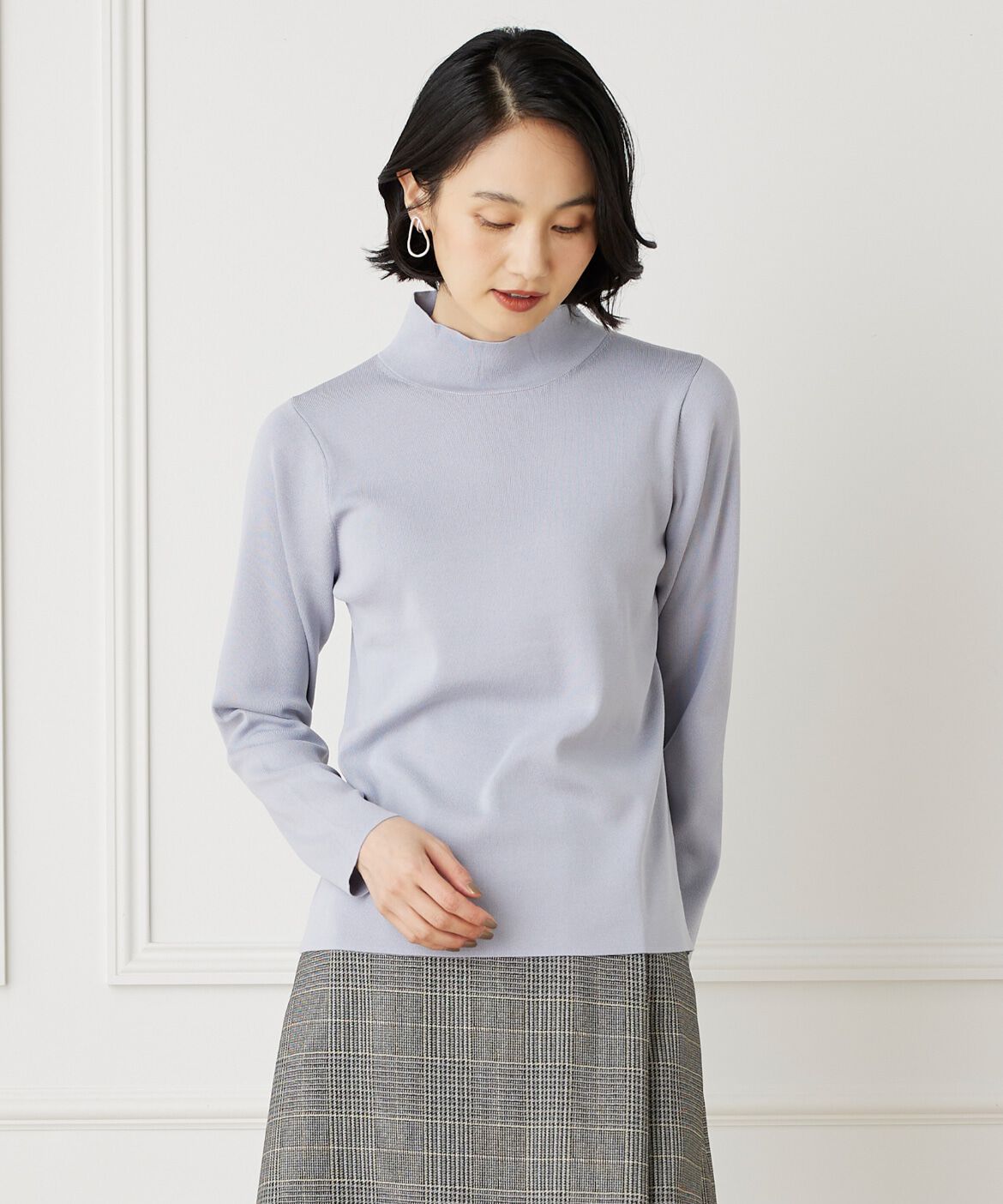 7-IDconcept.「ベーシックハイネックニット」|ニット・セーター|サックス3