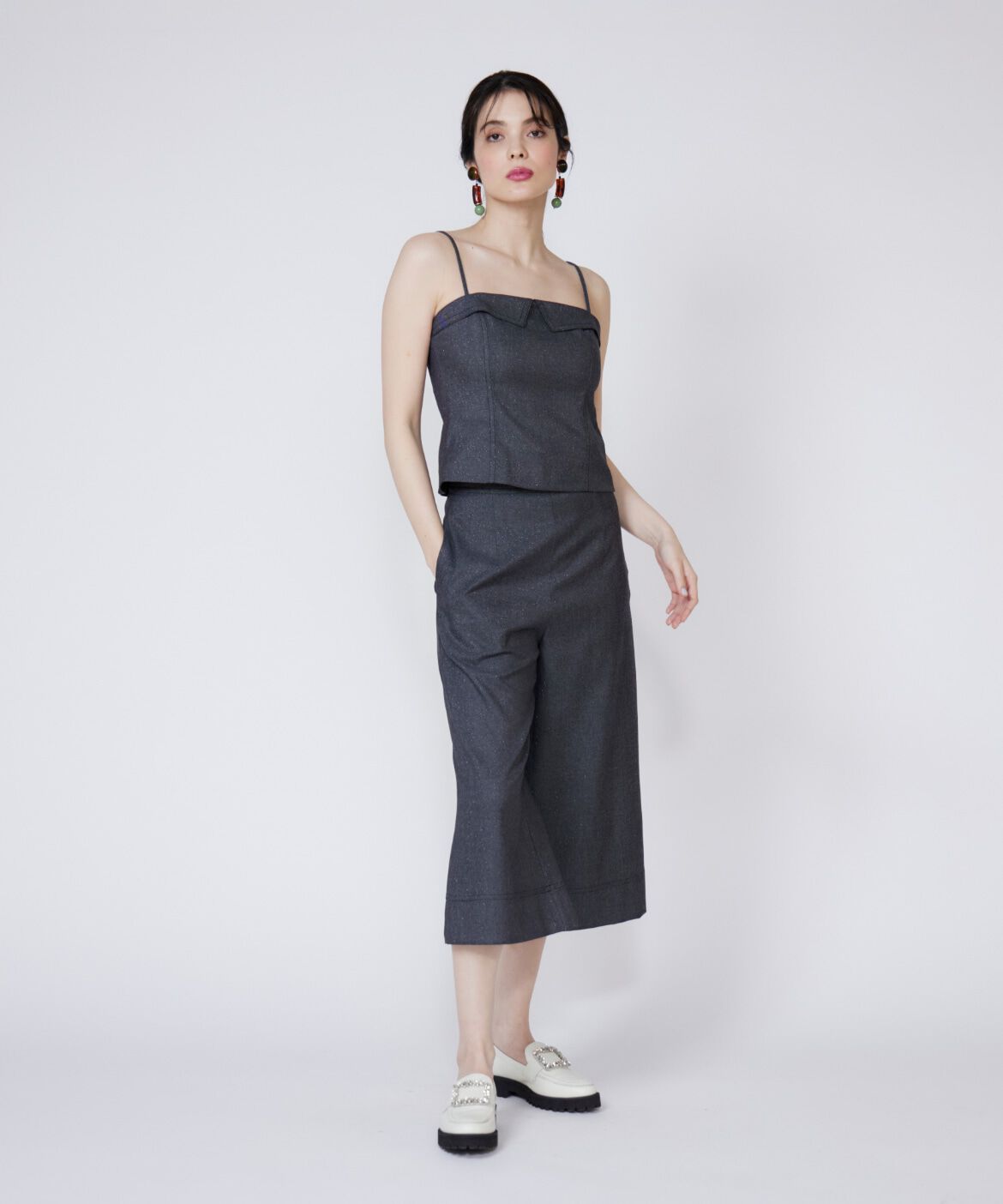 Maglie le cassetto「ラメデニムハイウエストパンツ」|デニム|