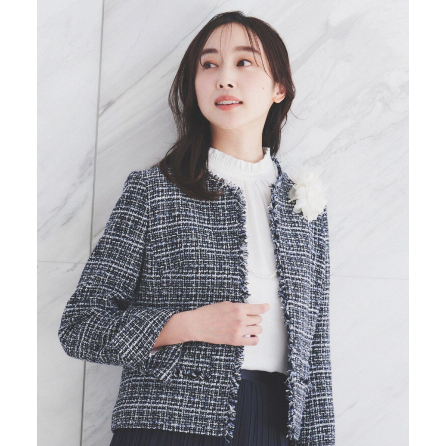 UNTITLED「【入卒/セレモニー/通勤】ラメツイード ノーカラージャケット」|ノーカラージャケット|