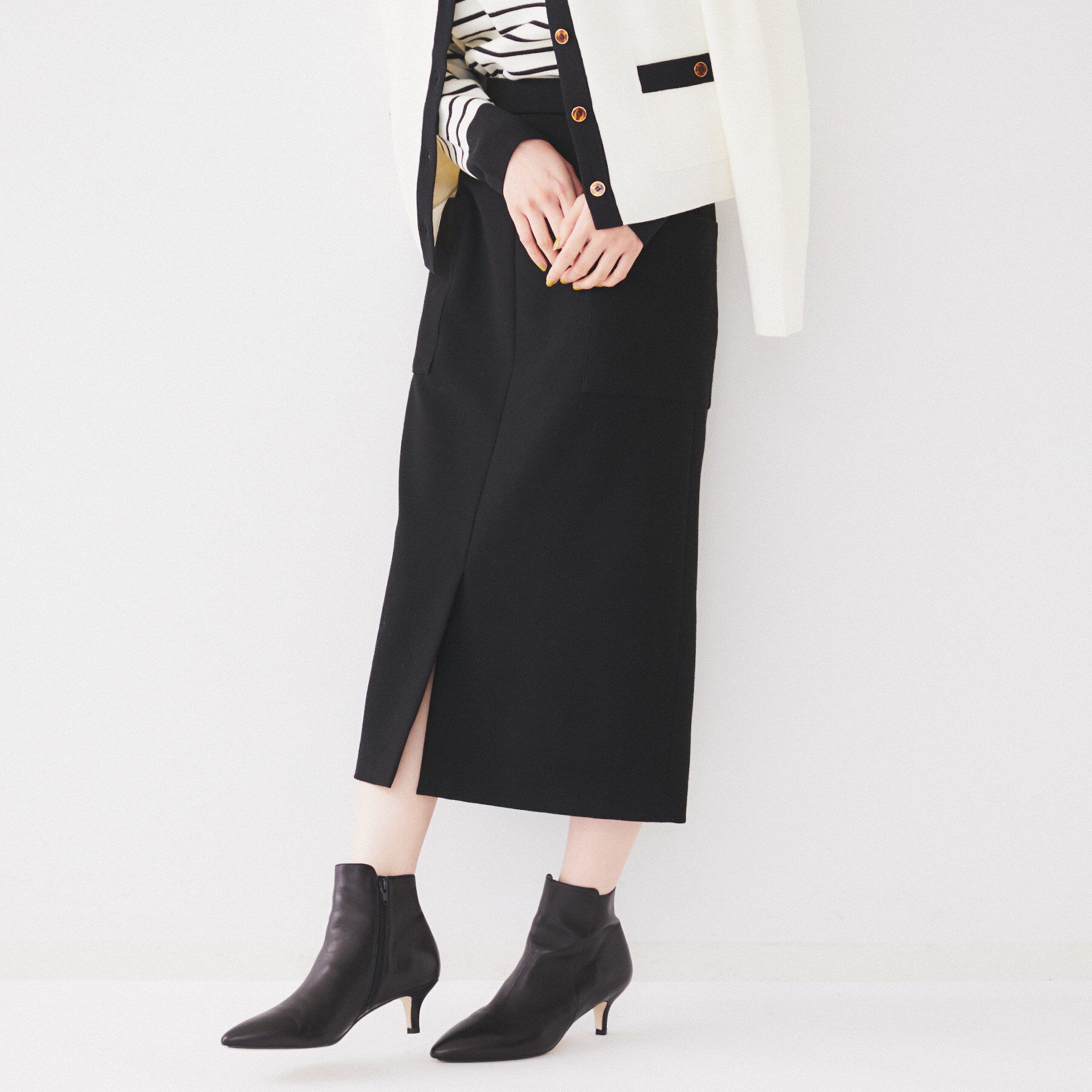 UNTITLED「【洗える/後ろウエストゴム】ストレッチ ナロースカート」|スカート|