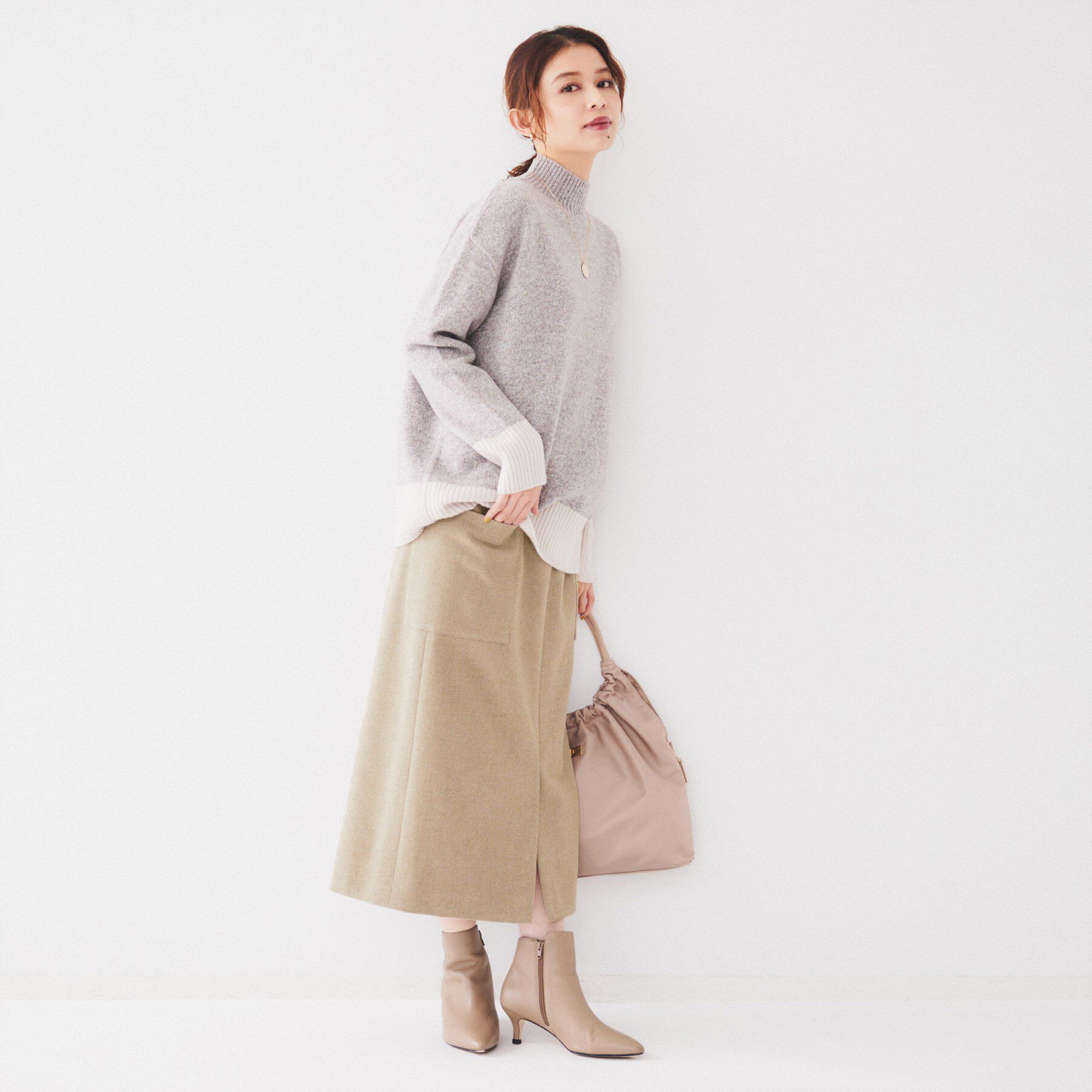 UNTITLED「【洗える/後ろウエストゴム】ストレッチ ナロースカート」|スカート|