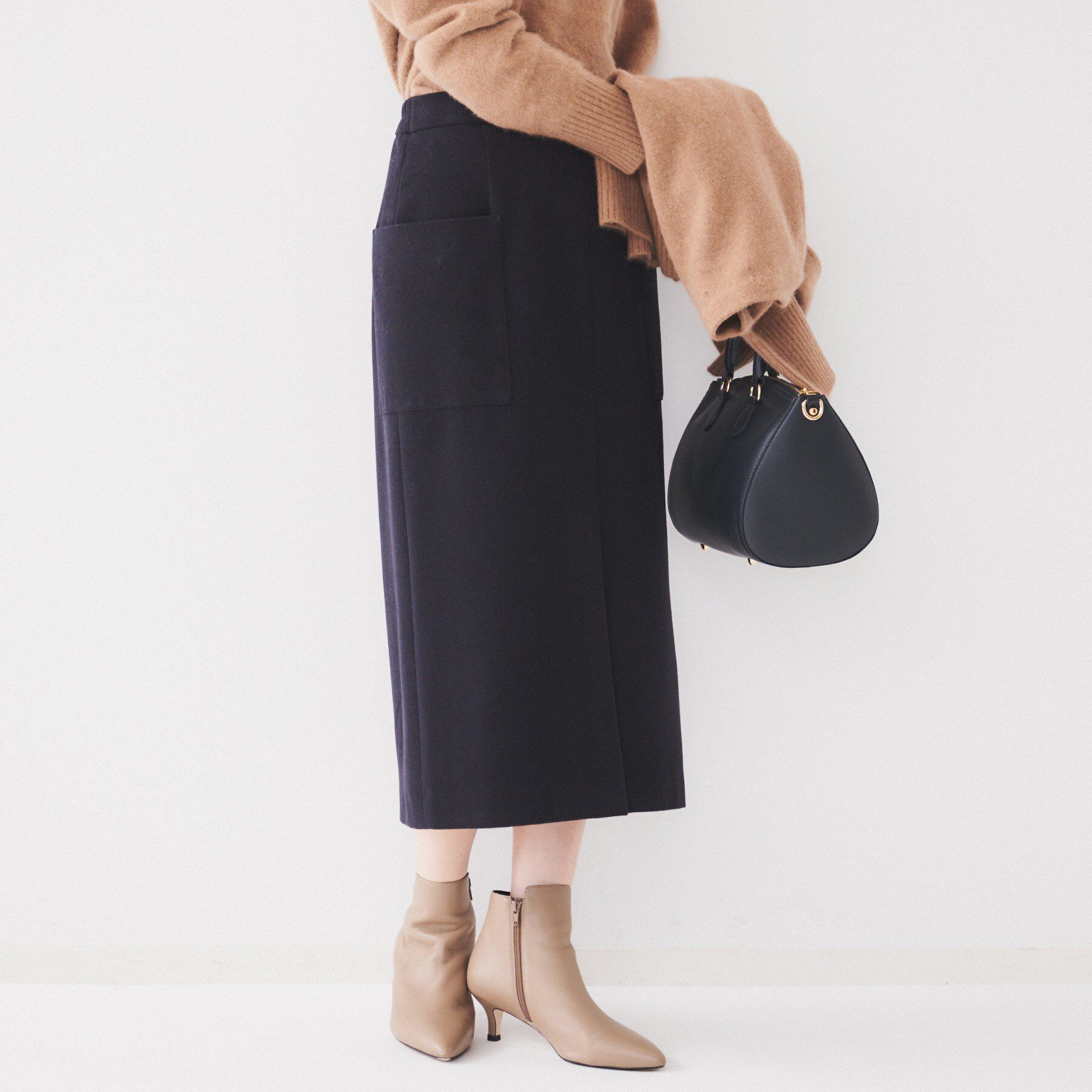 UNTITLED「【洗える/後ろウエストゴム】ストレッチ ナロースカート」|スカート|