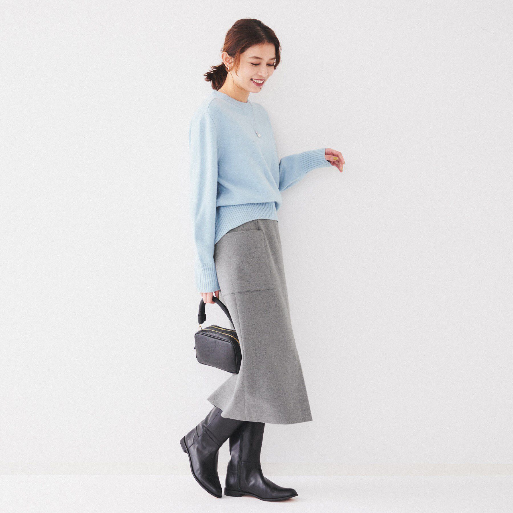 UNTITLED「【洗える/後ろウエストゴム】ストレッチ ナロースカート」|スカート|