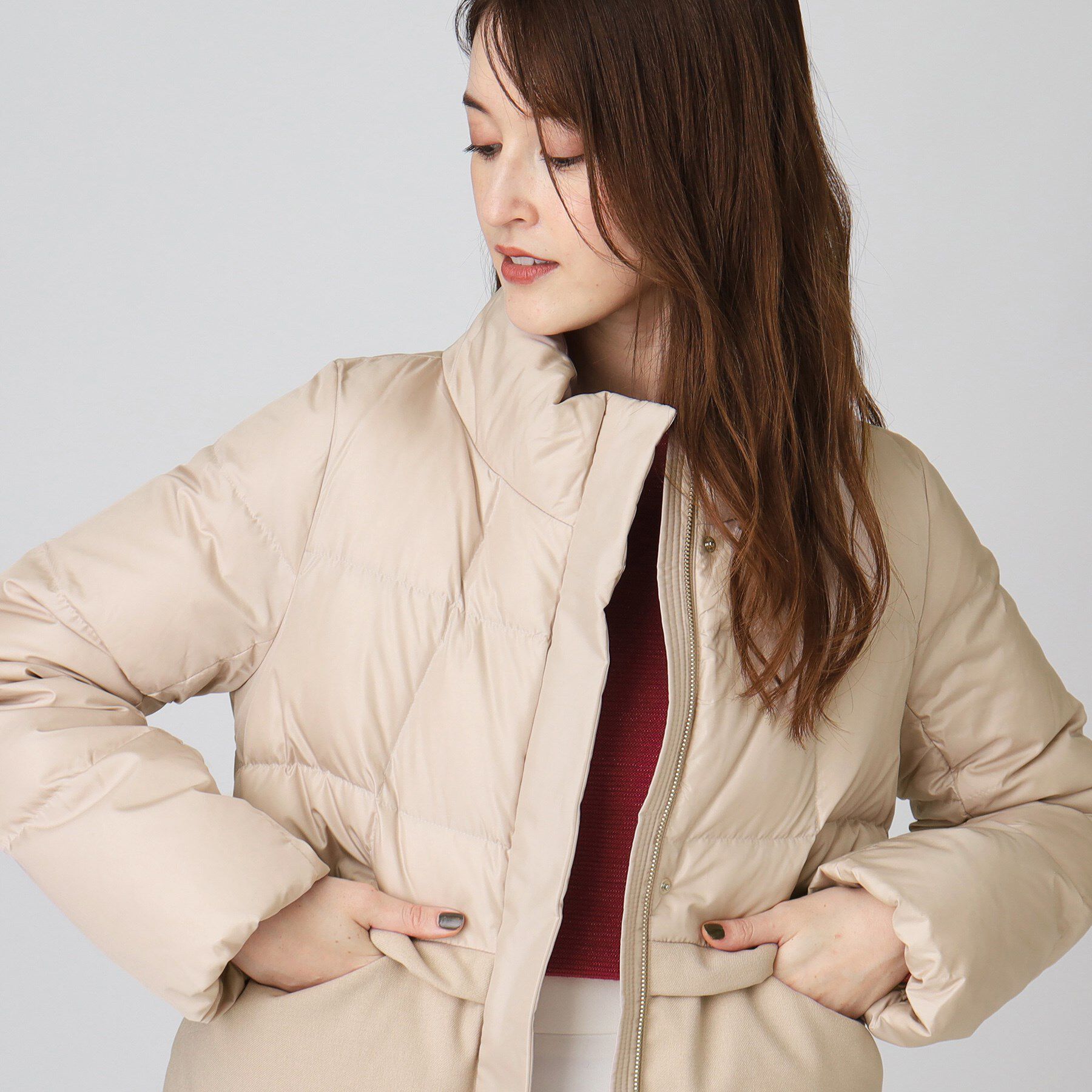 COUP DE CHANCE「【リサイクルダウン】異素材使いショート丈ダウン」|ダウン|