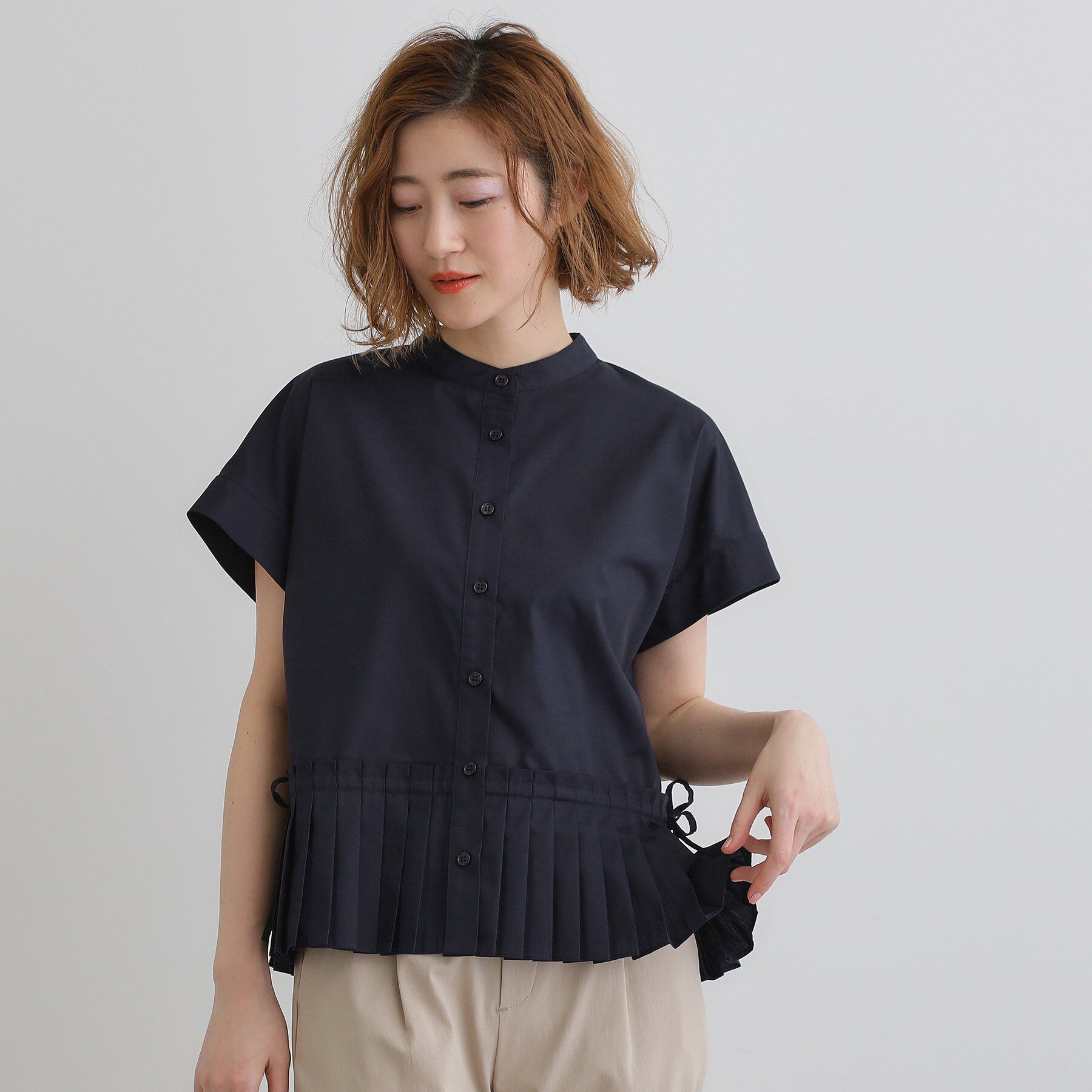 grove「キレイに見えて嬉しい 裾プリーツシャツ」|シャツ・ブラウス|