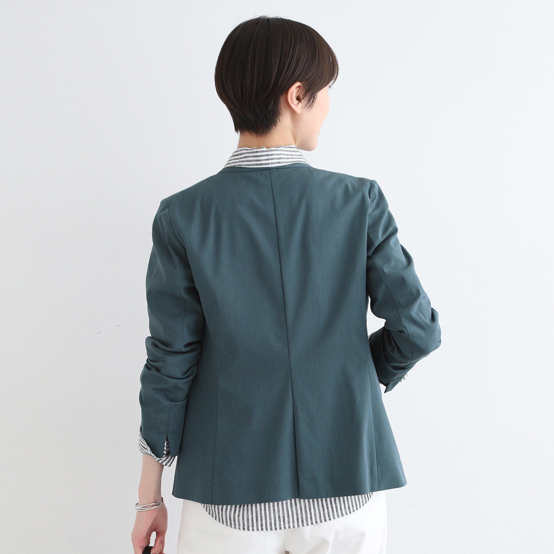 INDIVI「【洗える／UVケア／接触冷感／SETUP可能】麻混ノーカラージャケット」|スーツ|