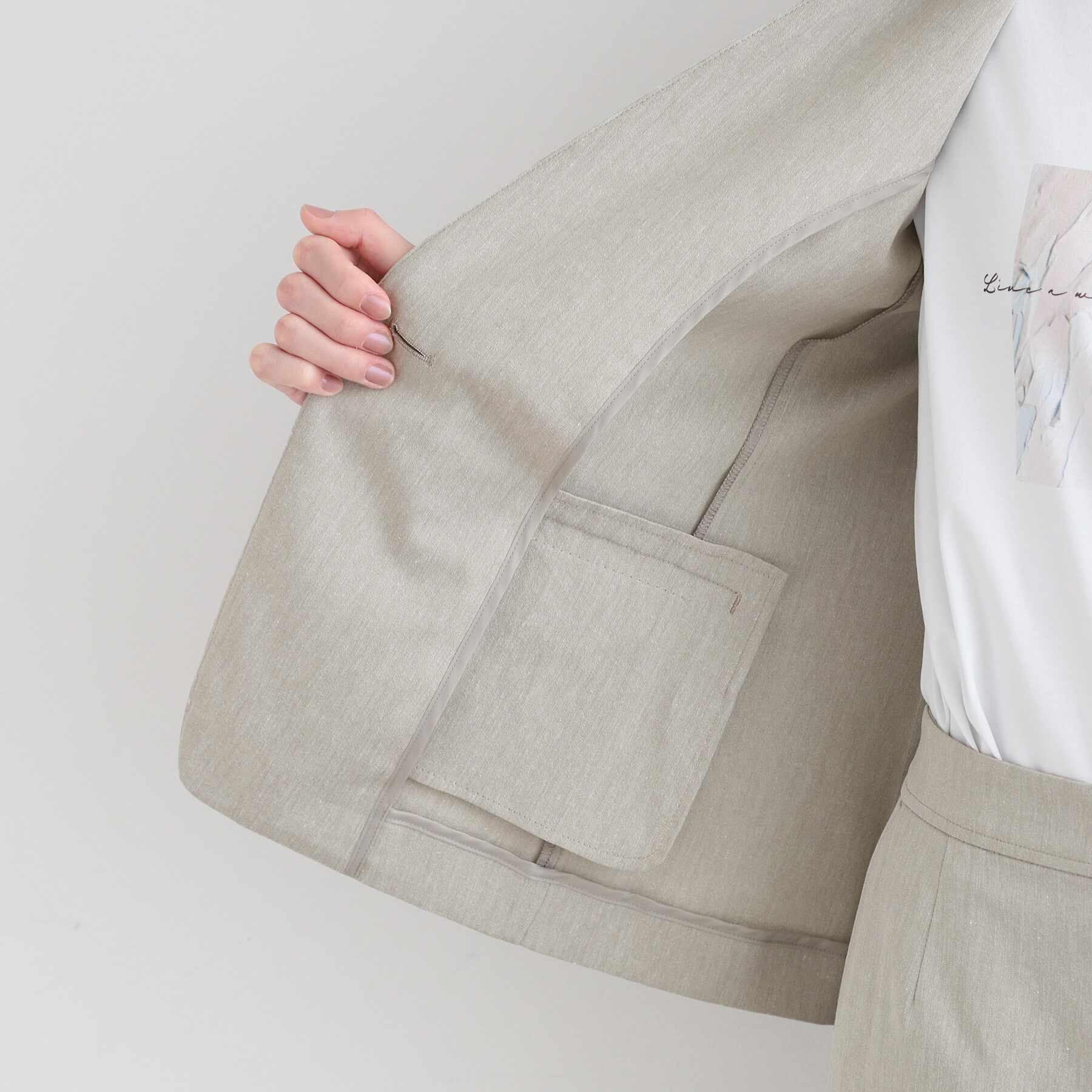 INDIVI「【洗える／UVケア／接触冷感／SETUP可能】麻混ノーカラージャケット」|スーツ|