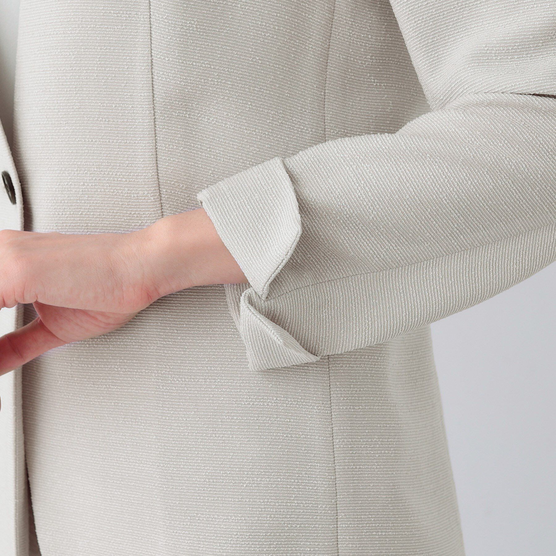 INDIVI「【日本製／SETUP可能】トリアセテート混ノーカラージャケット」|スーツ|