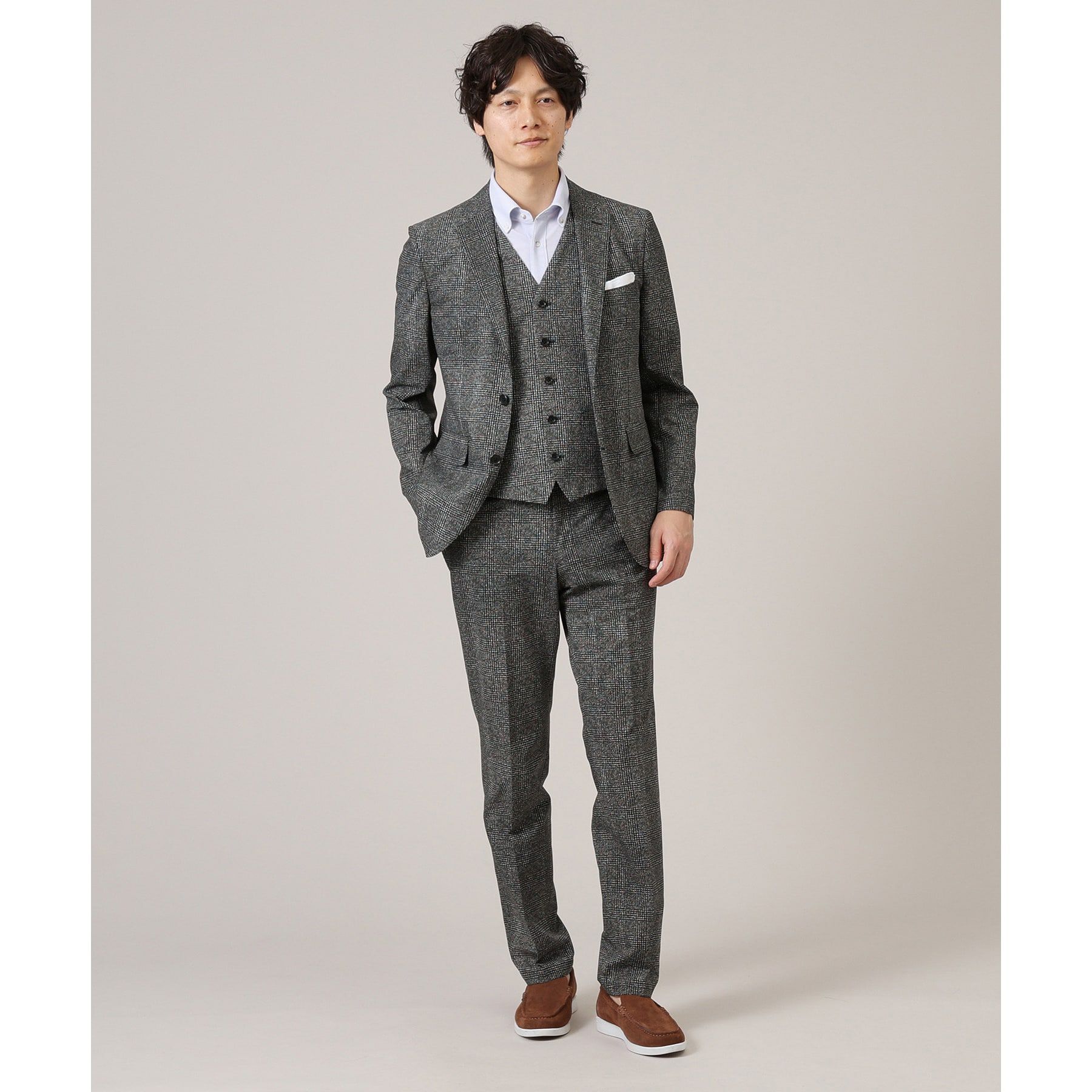 TAKEO KIKUCHI「【抗菌防臭】COOL DOTS（R）グレンチェック ベスト」|ベスト・ジレ|