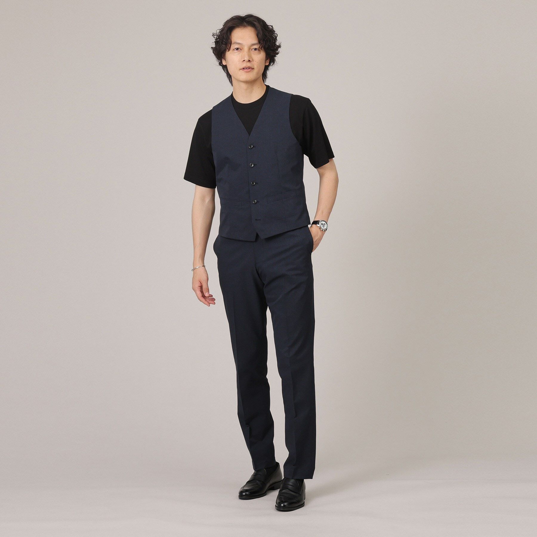 TAKEO KIKUCHI「【抗菌防臭】COOL DOTS（R）グレンチェック ベスト」|ベスト・ジレ|