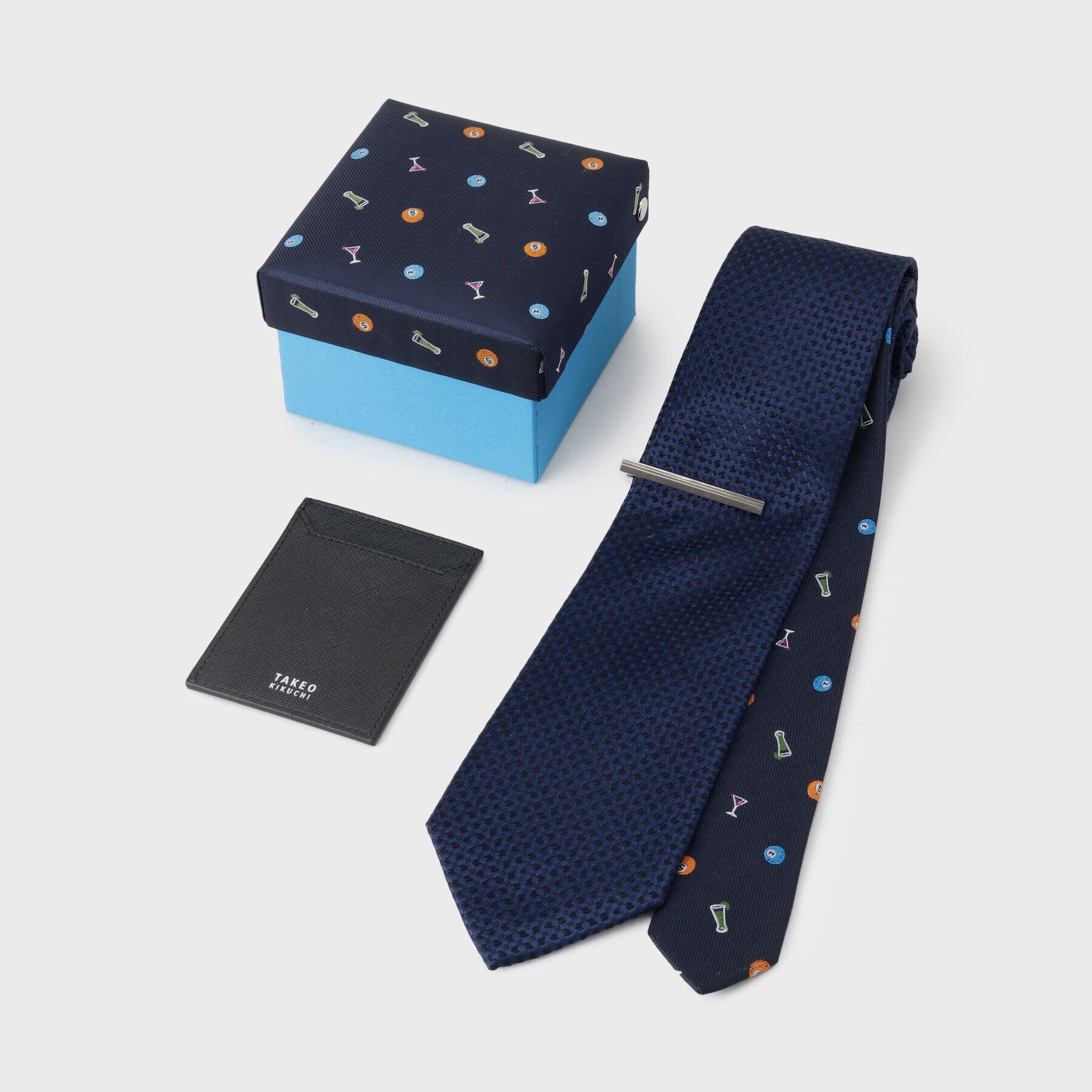 TAKEO KIKUCHI「【カラーBOXセット】ネクタイ＆タイバー＆単パスケース セット」|ネクタイ・蝶ネクタイ|ネイビー(094)