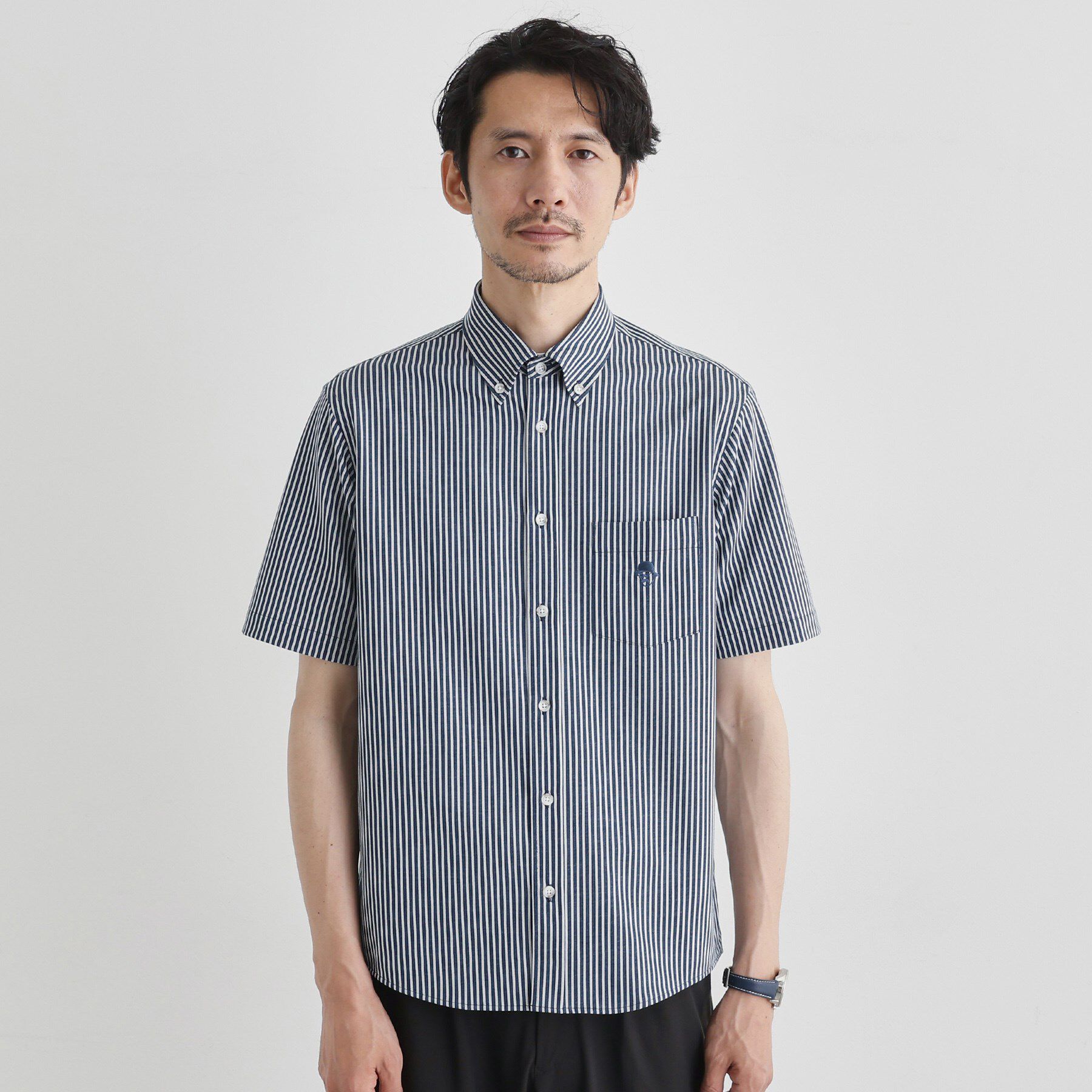 TAKEO KIKUCHI「【COOL CITY WEAR】ストライプジャージ ボタンダウンシャツ /接触冷感」|シャツ・ブラウス|