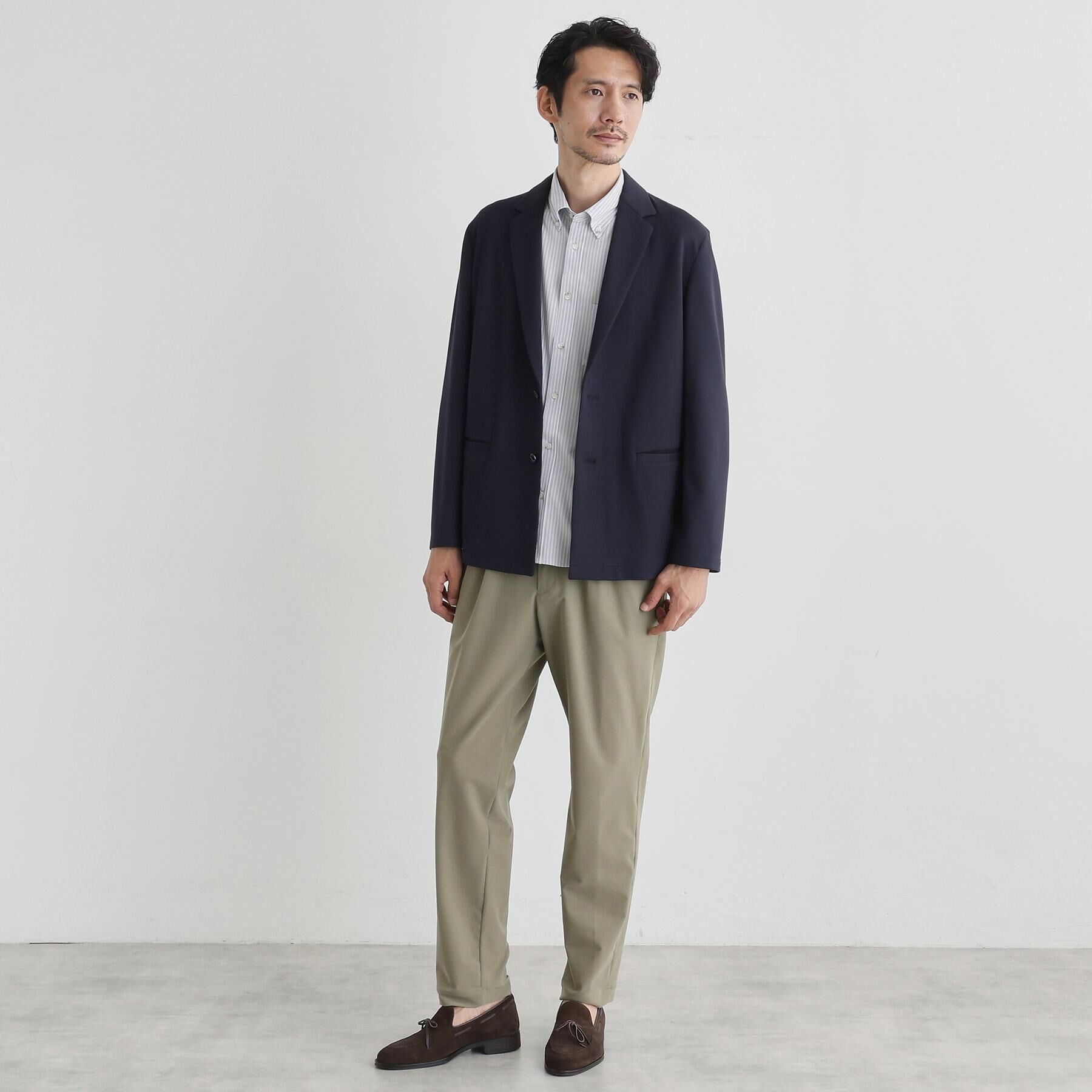 TAKEO KIKUCHI「【COOL CITY WEAR】ストライプジャージ ボタンダウンシャツ /接触冷感」|シャツ・ブラウス|