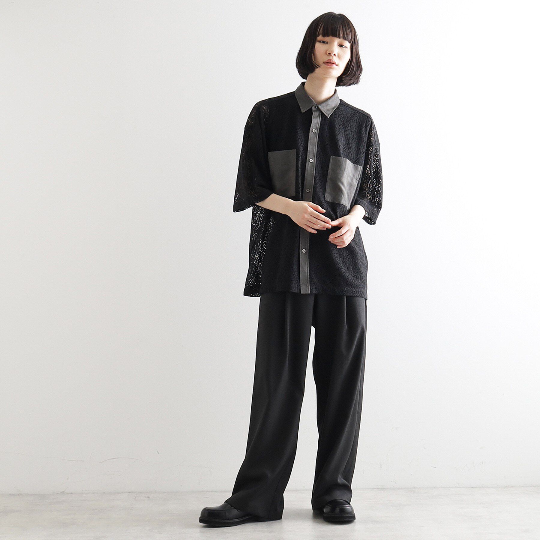 tk.TAKEO KIKUCHI「サマースエードコンビレースシャツ」|シャツ・ブラウス|