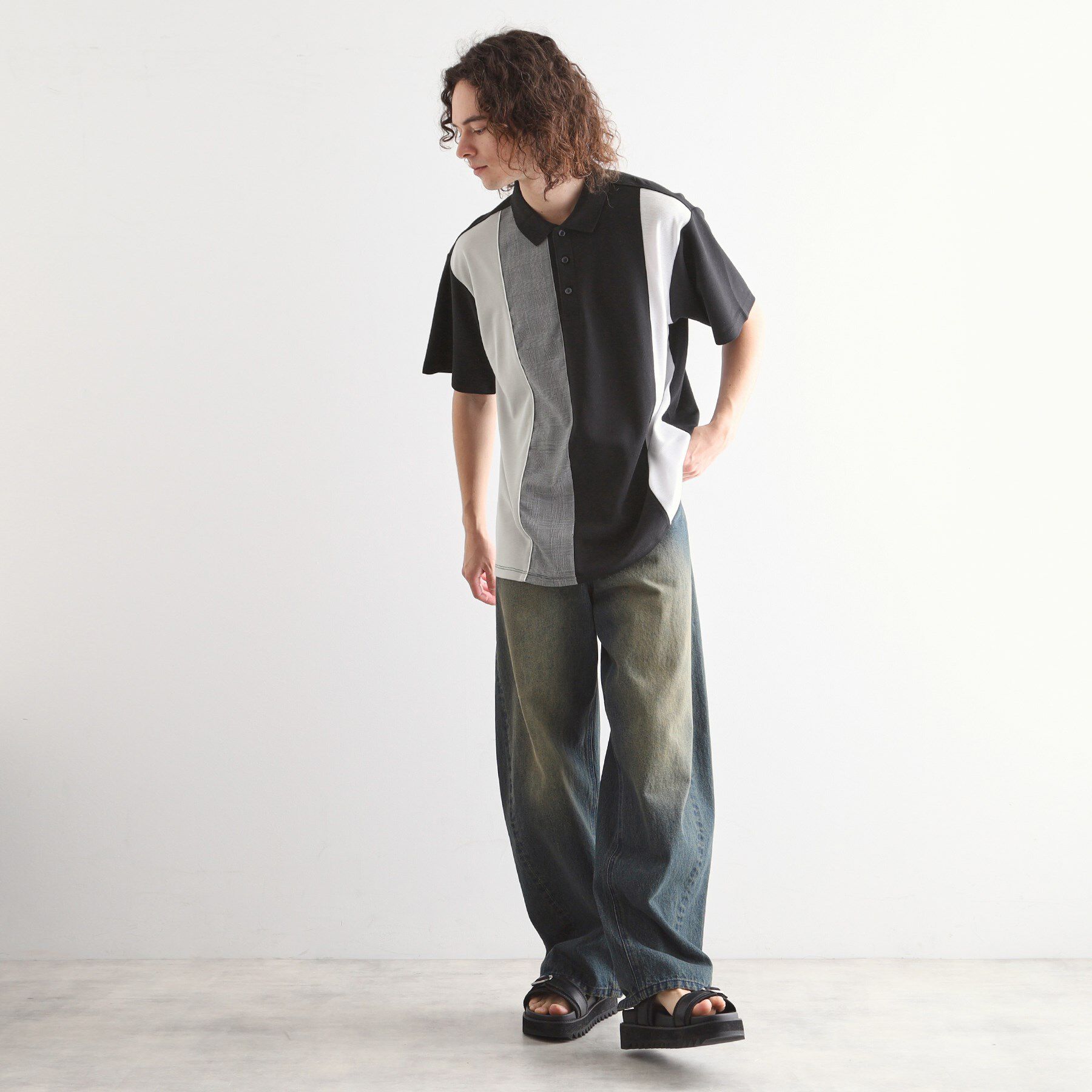 tk.TAKEO KIKUCHI「鹿の子切替ポロシャツ」|ポロシャツ|