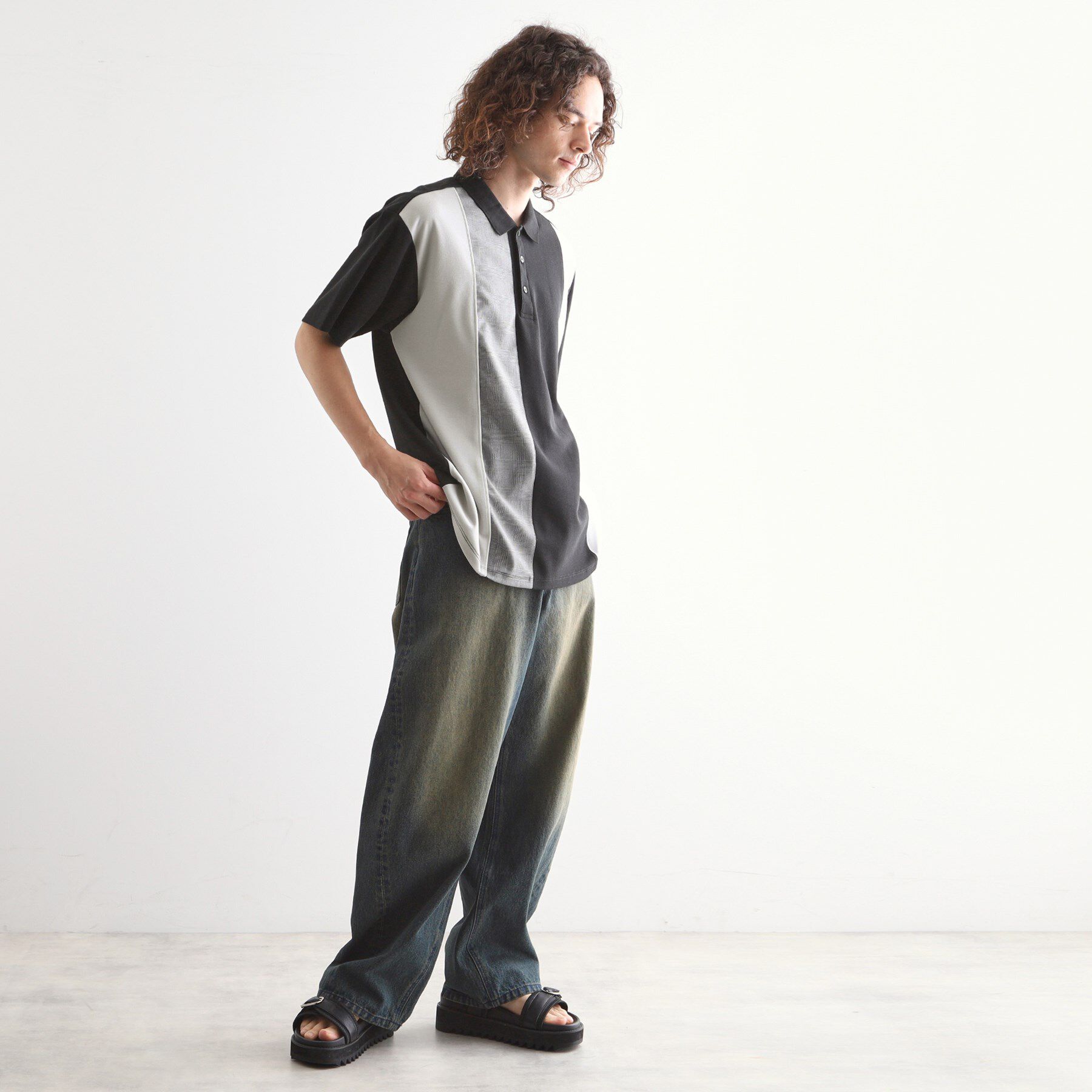 tk.TAKEO KIKUCHI「鹿の子切替ポロシャツ」|ポロシャツ|