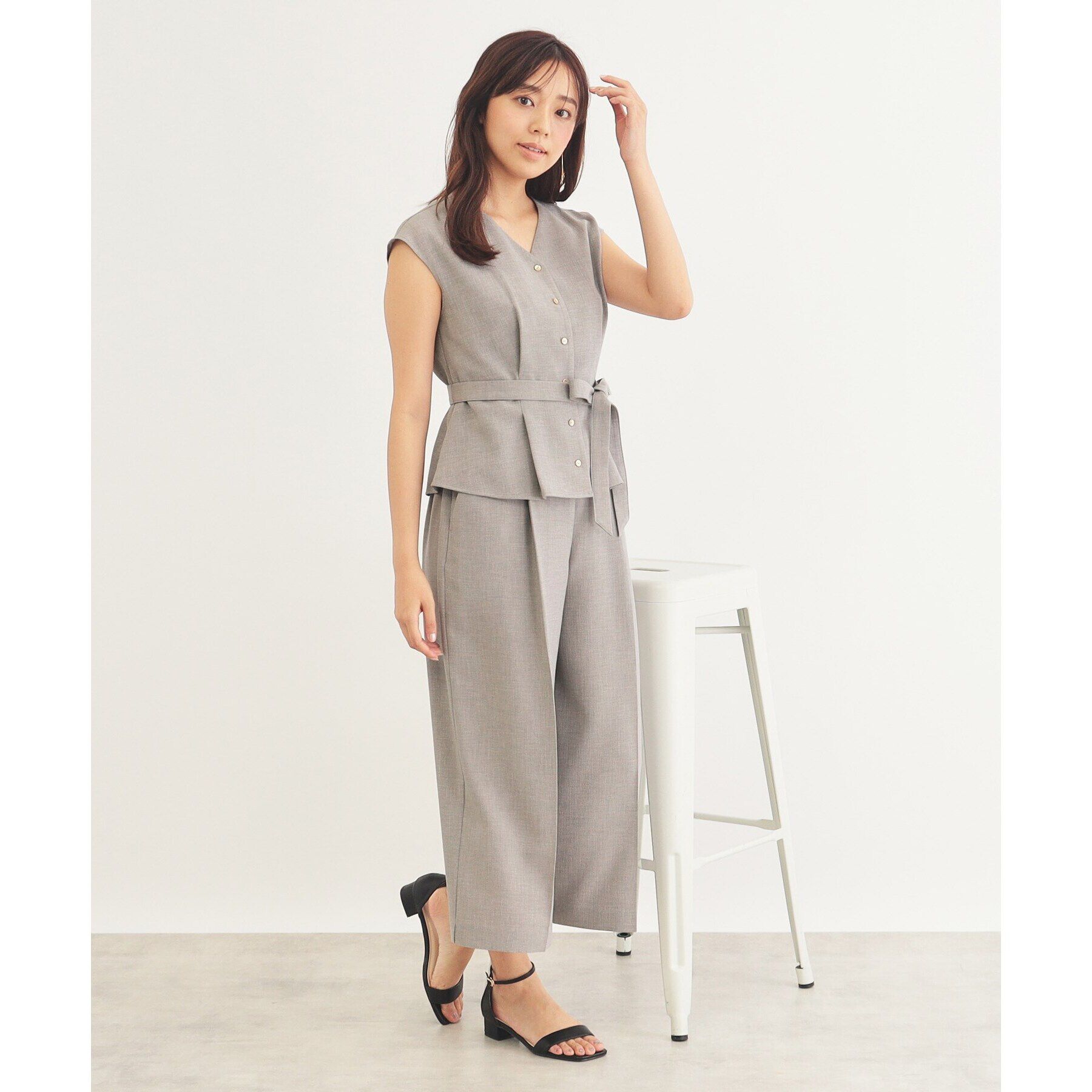 index「リネンタッチ ガウチョパンツ/セットアップ対応【防シワ/吸水速乾/イージーアイロン/洗濯機洗い可】」|その他|