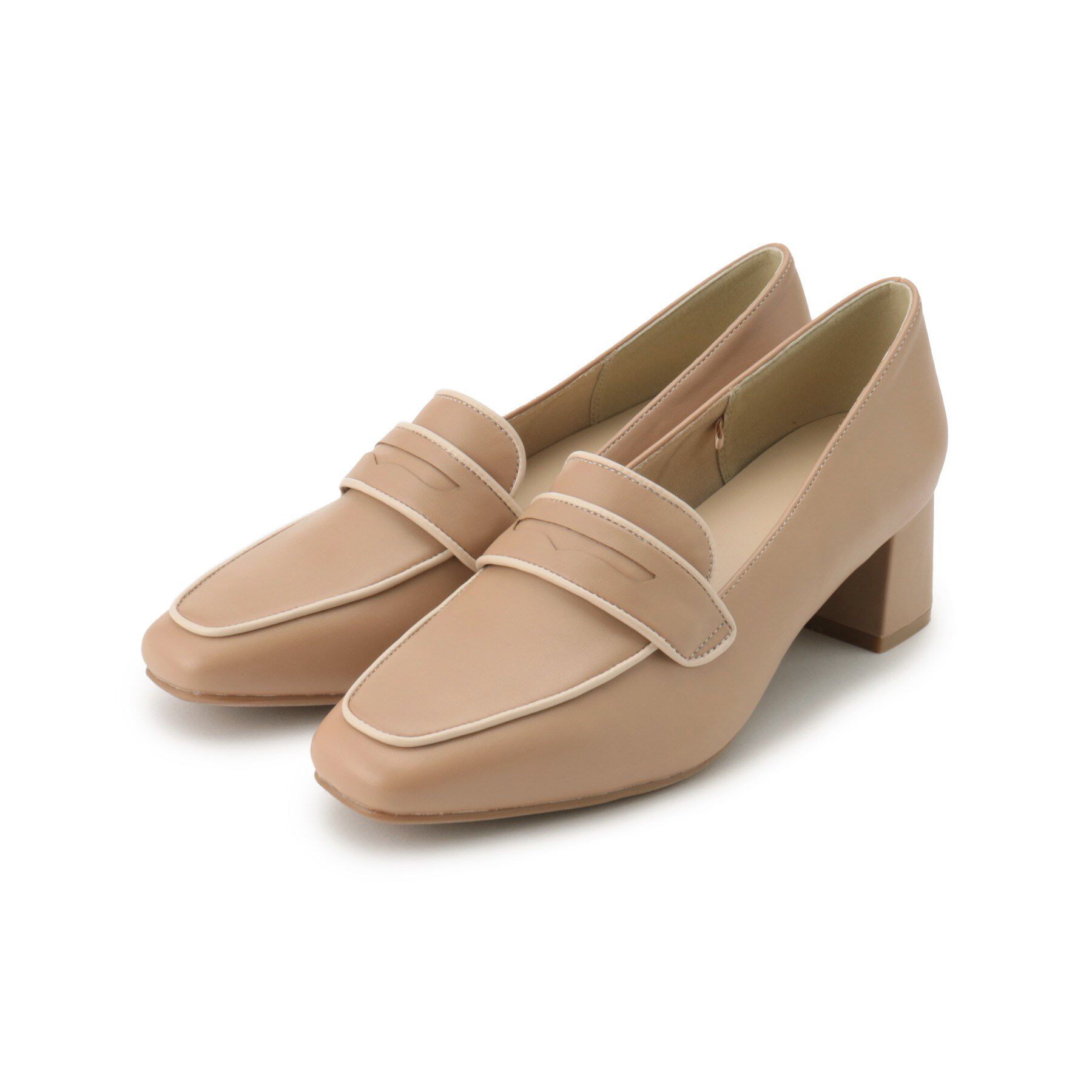 index「スクエアトゥヒールローファー」|パンプス|ベージュ(052)