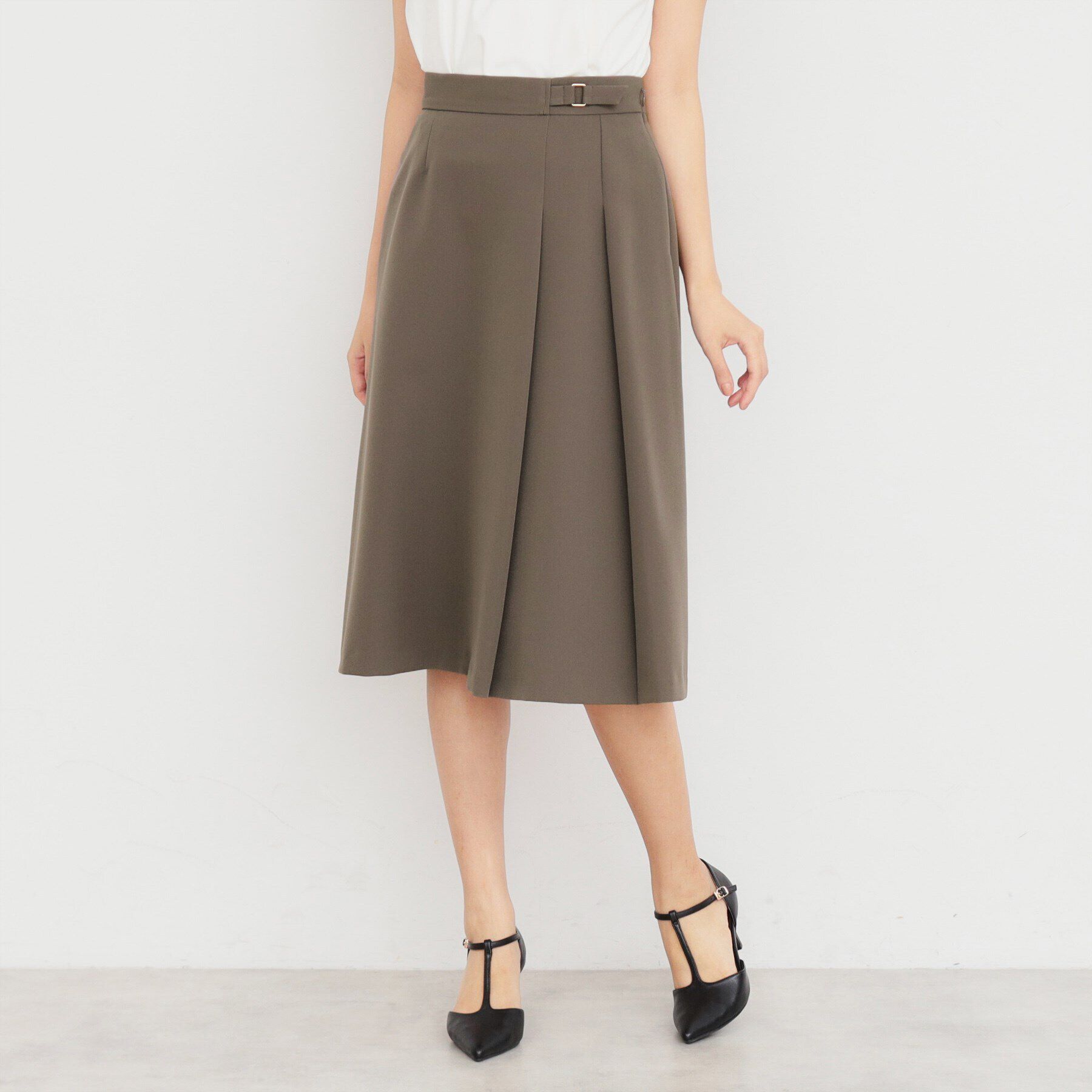 index「ストレッチタックフレアスカート/セットアップ対応 【洗濯機洗い可/防シワ/イージーアイロン】」|スカート|トープ(054)