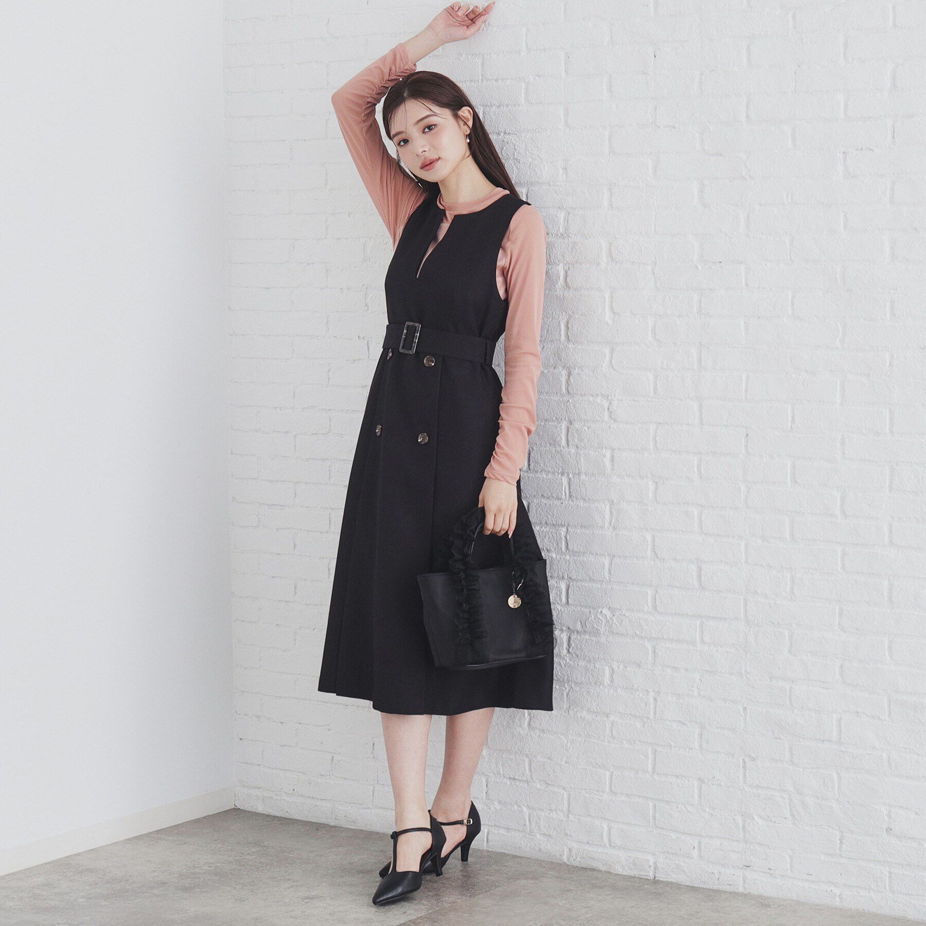 index「《andGIRL掲載》トレンチコート風ジャンパスカート【洗濯機洗い可/防シワ】」|ワンピース|