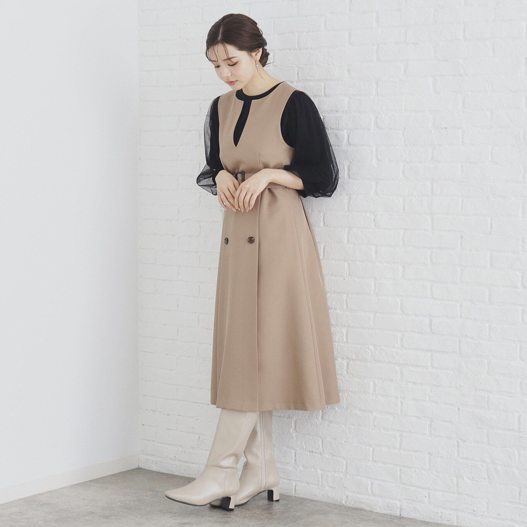 index「《andGIRL掲載》トレンチコート風ジャンパスカート【洗濯機洗い可/防シワ】」|ワンピース|