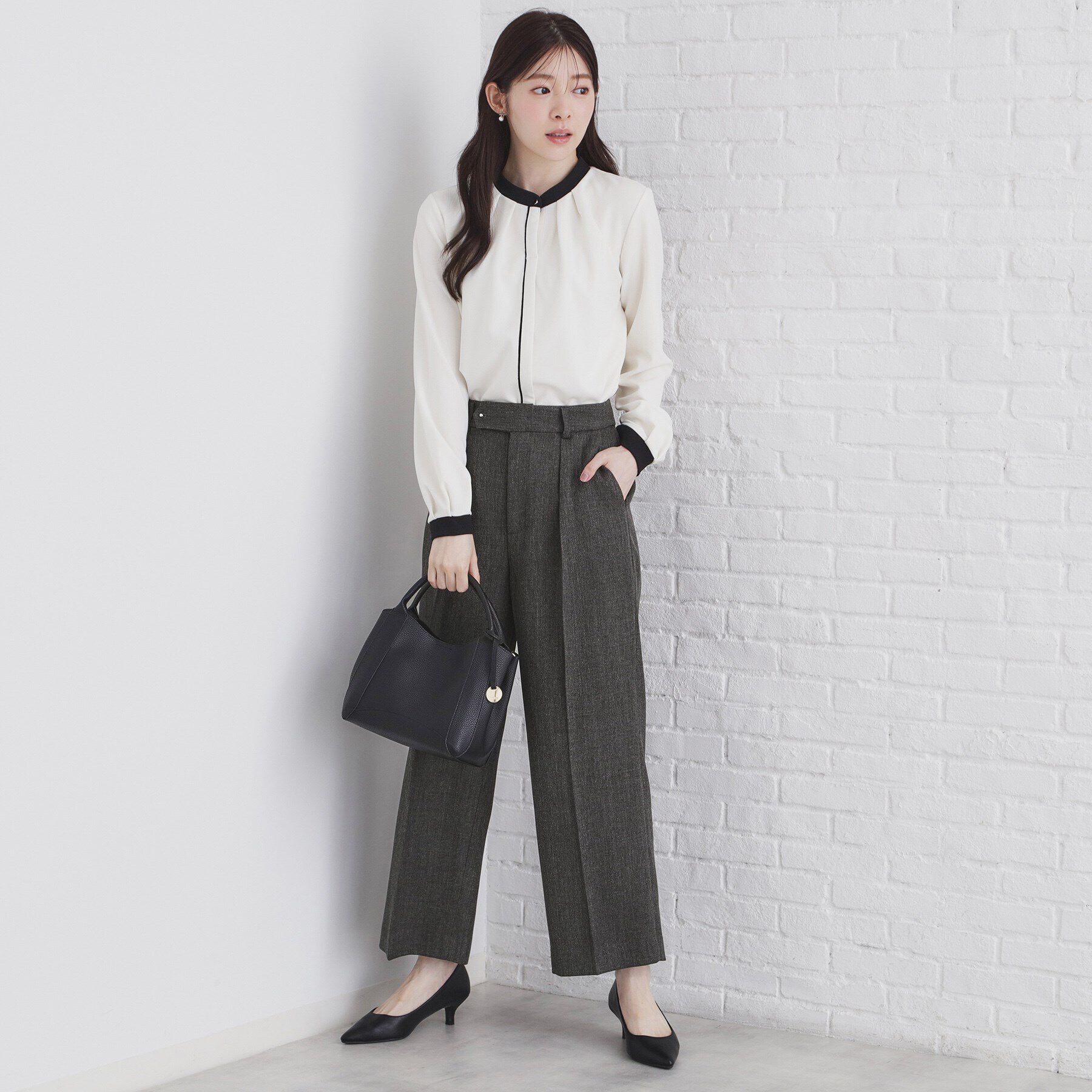 index「《美人百花掲載》ヴィンテージツイードタックワイドパンツ【洗濯機洗い可/防シワ】」|その他|