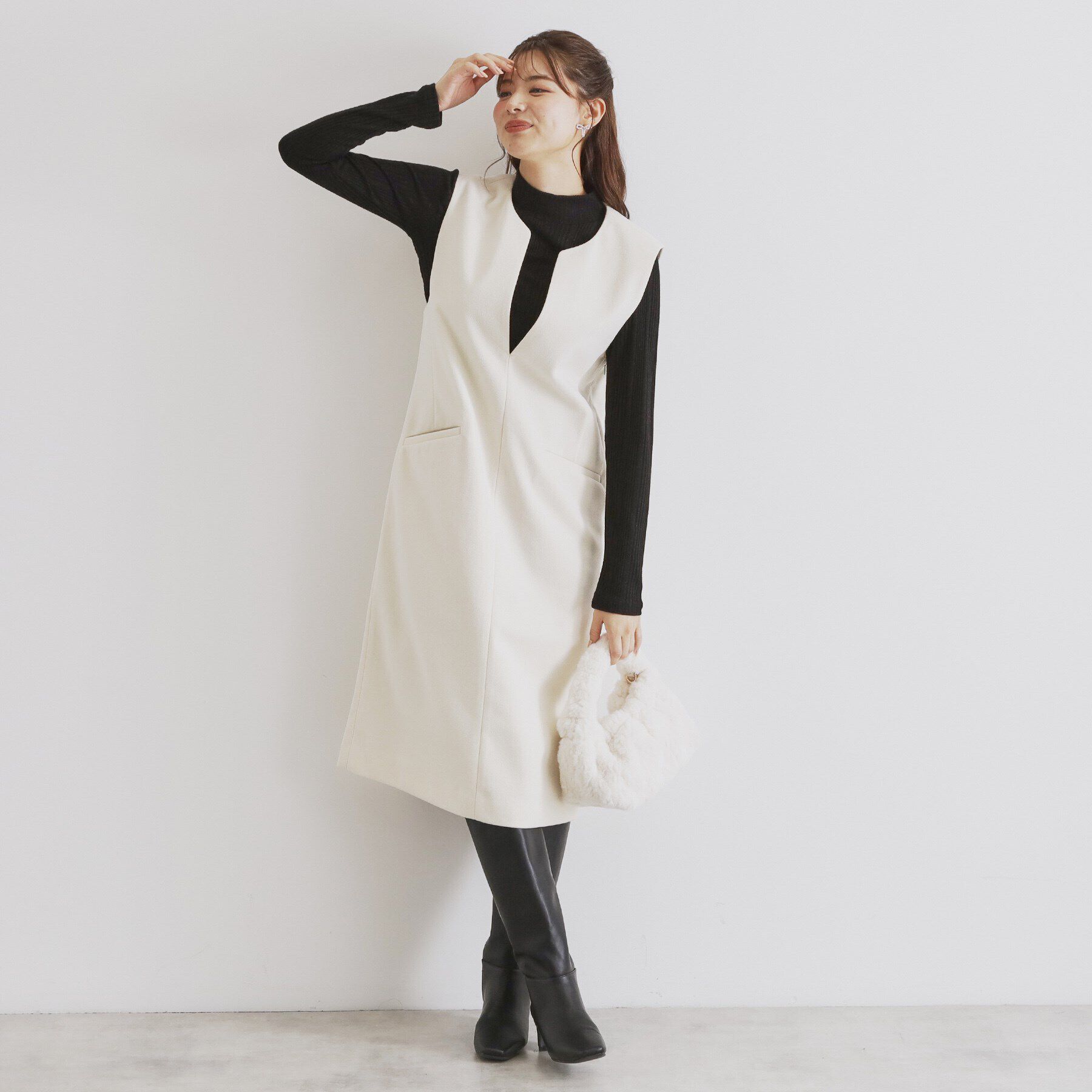 index「スリットネックジャンパースカート【洗濯機洗い可/イージーアイロン】」|ワンピース|