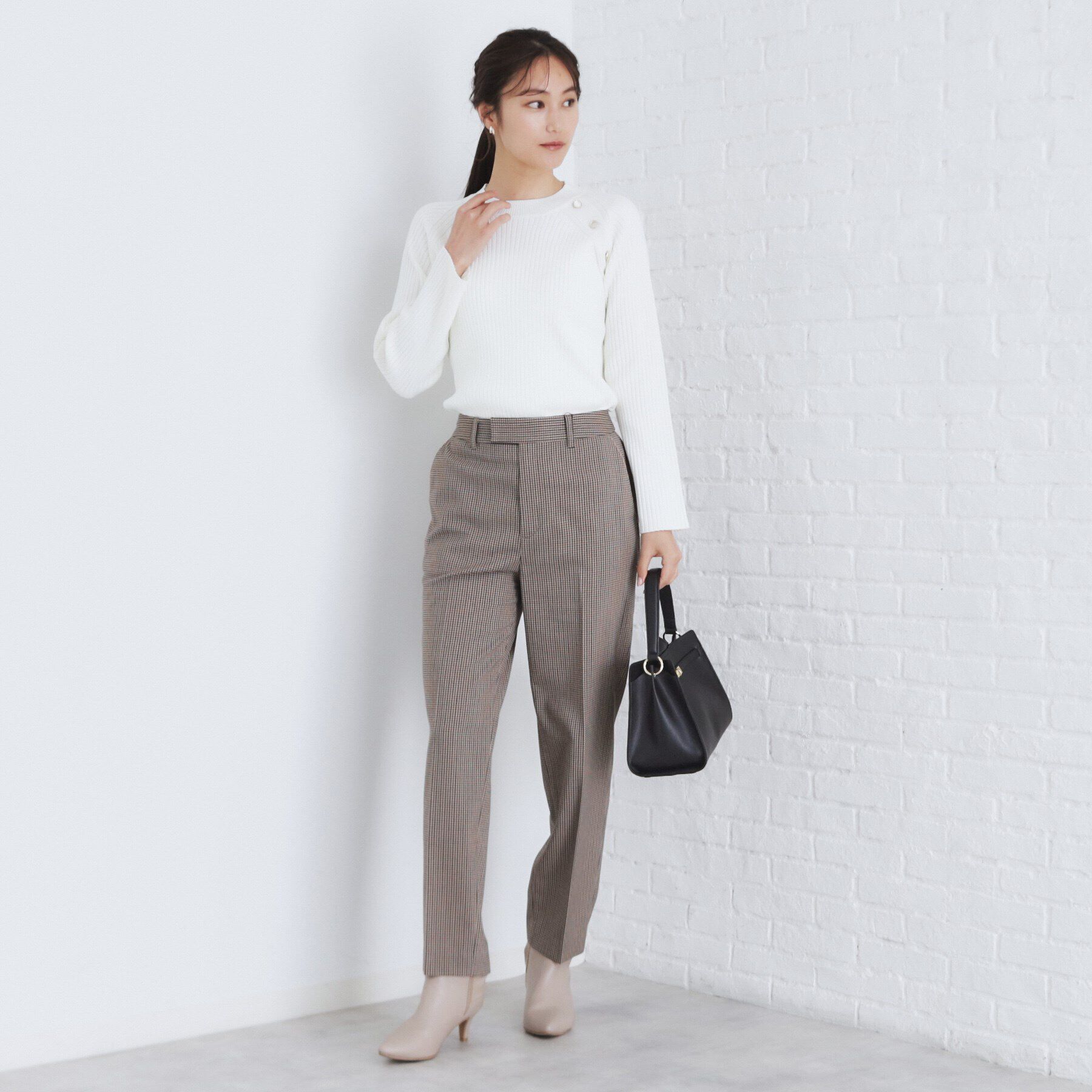 index「ゴールドボタンワイドリブニット【洗濯機可/抗ピル】」|ニット・セーター|