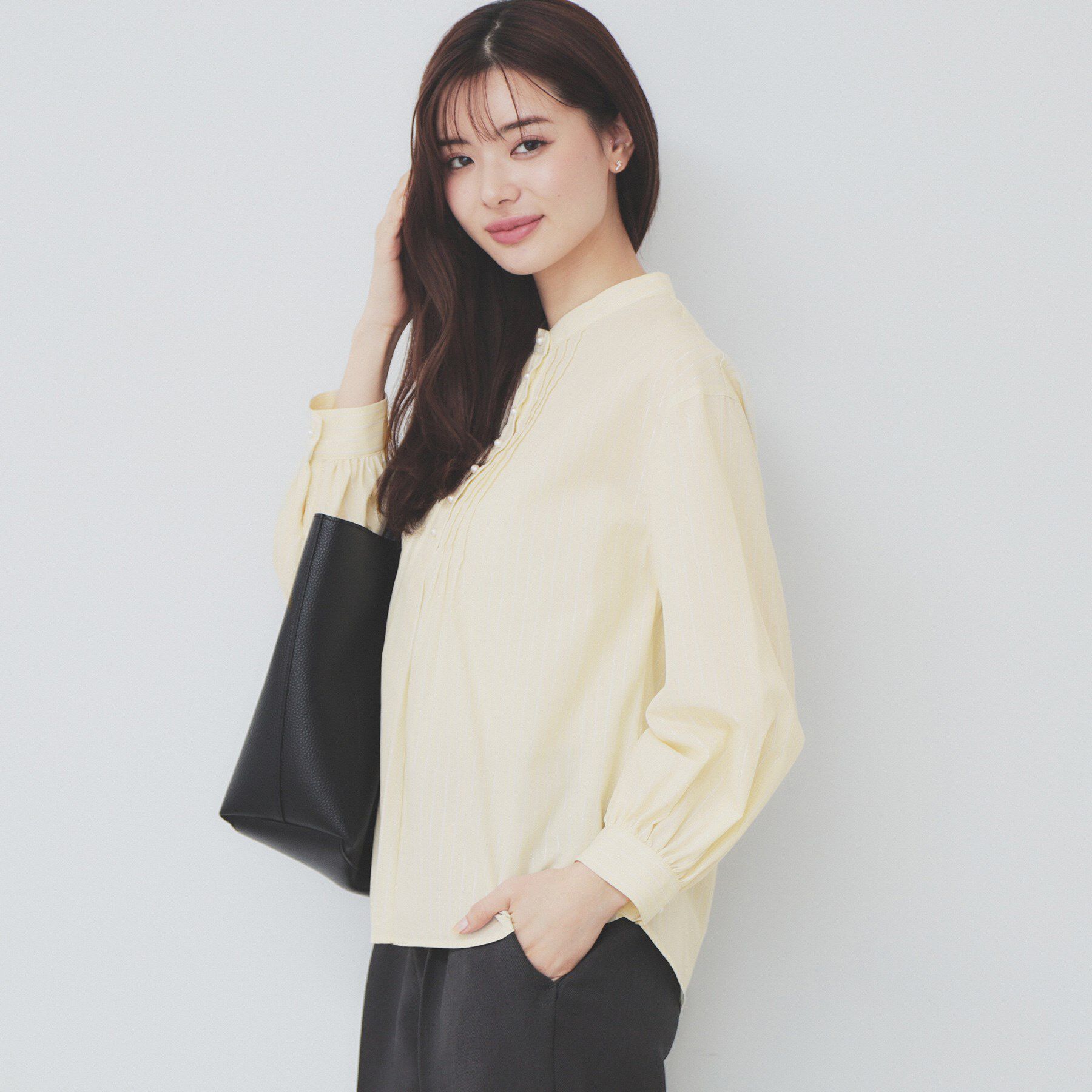 index「《6color》ラメラインバンドカラーシャツ【洗濯機洗い可/イージーアイロン/防シワ】」|シャツ・ブラウス|