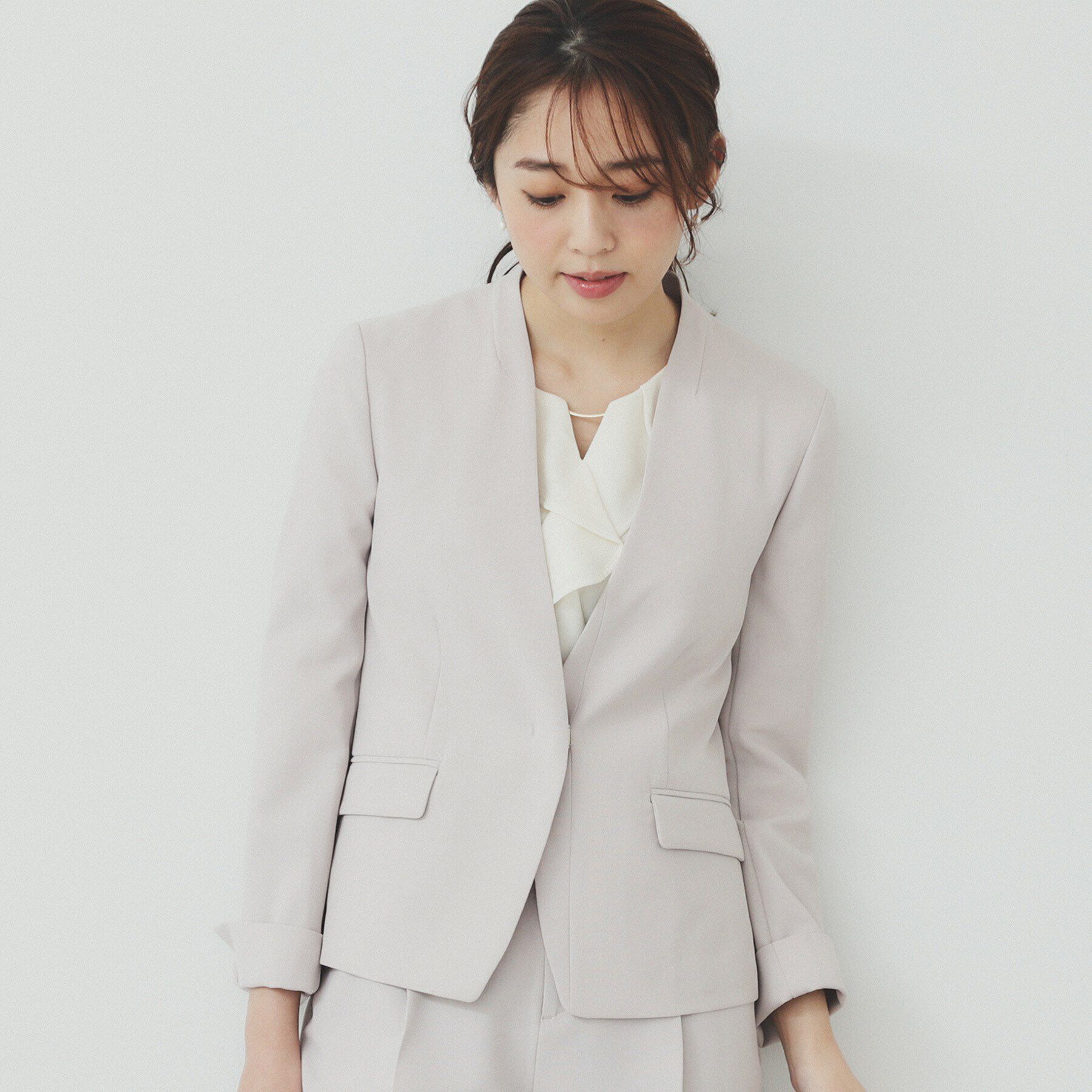 index「ストレッチノーカラージャケット/セットアップ対応可【洗える/イージーアイロン/抗ピル】」|ノーカラージャケット|