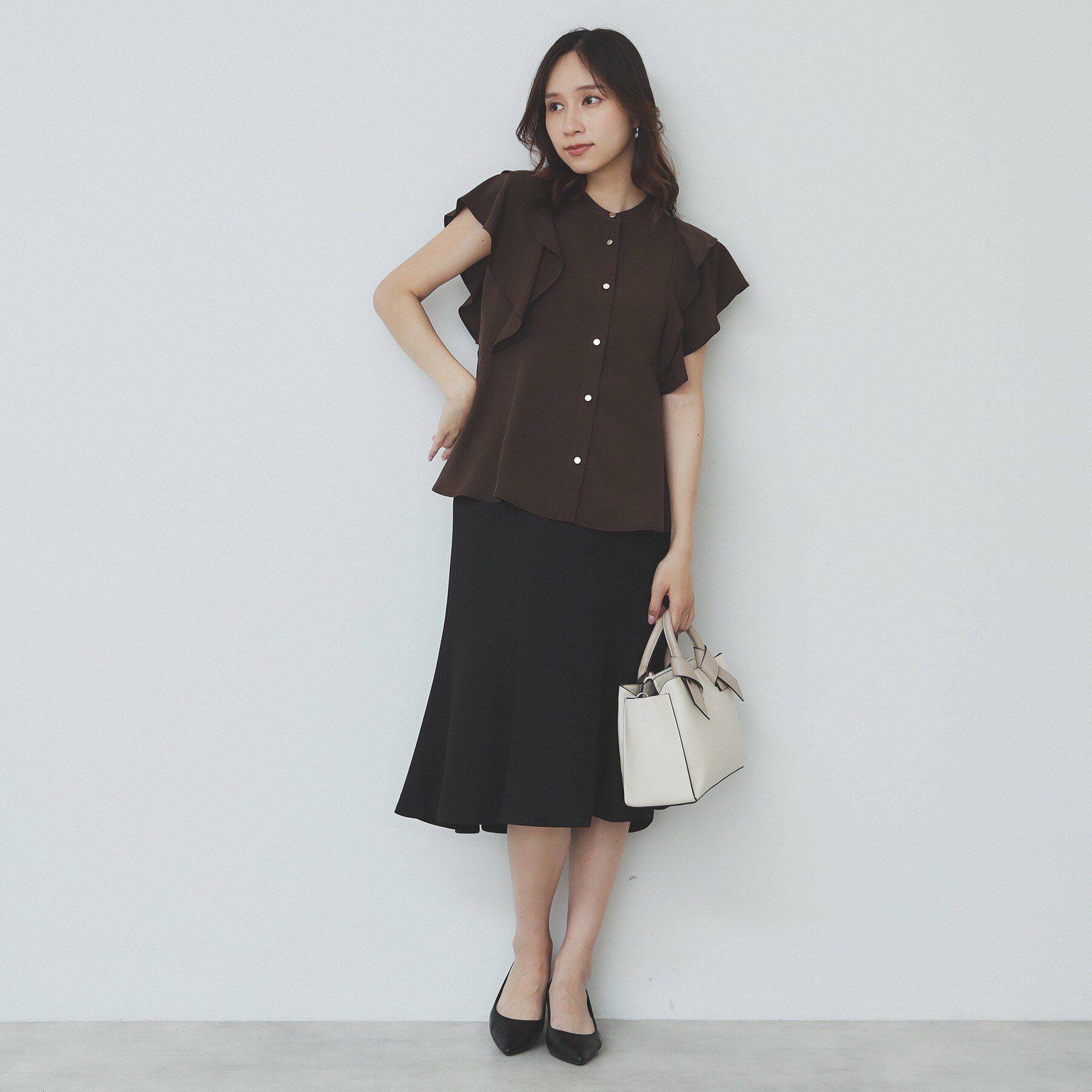 index「ダブルフリルバンドカラーブラウス【洗濯機洗い可/イージーアイロン/防シワ】」|シャツ・ブラウス|