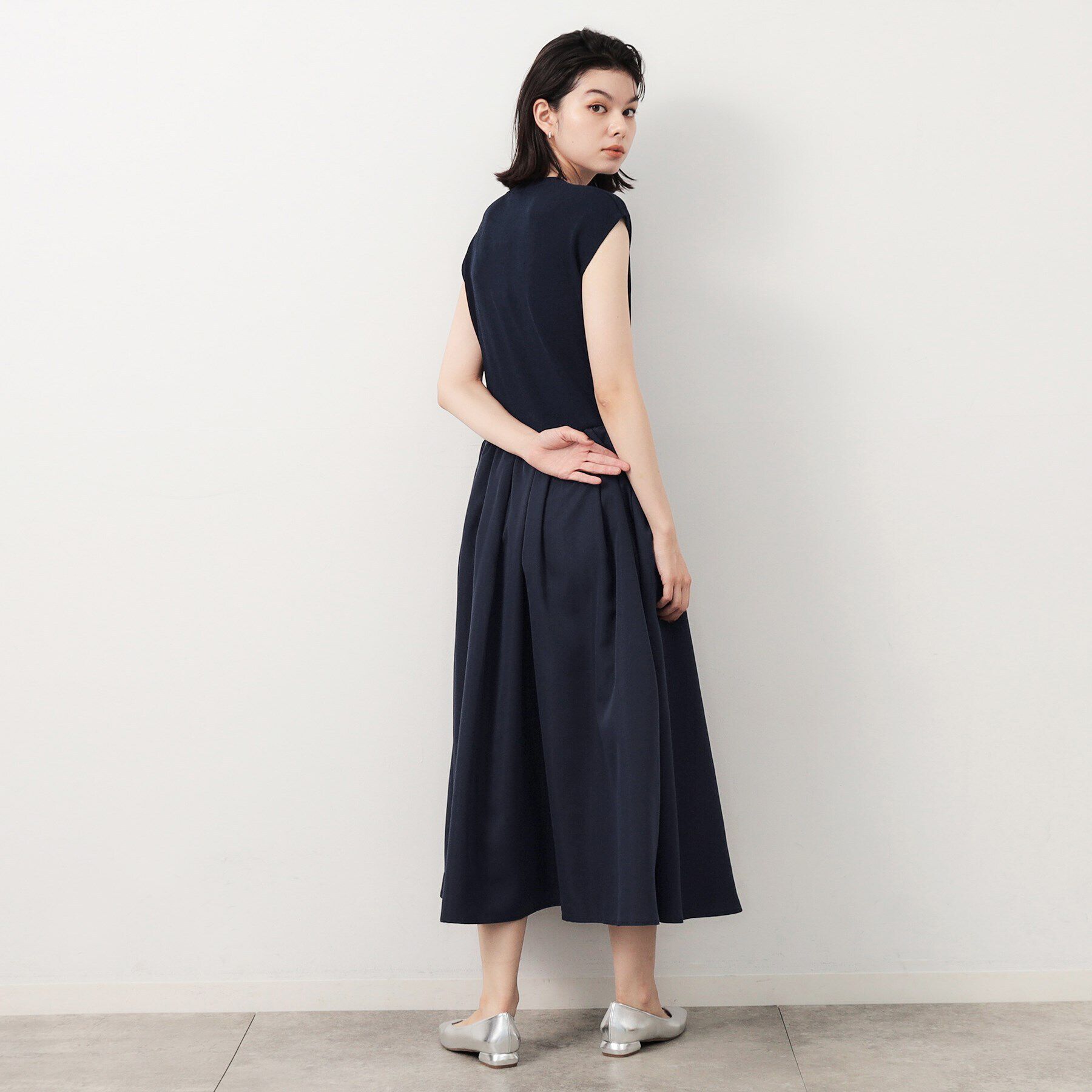 OPAQUE.CLIP「フレンチスリーブニットドッキングワンピース【洗濯機洗い可】」|ワンピース|