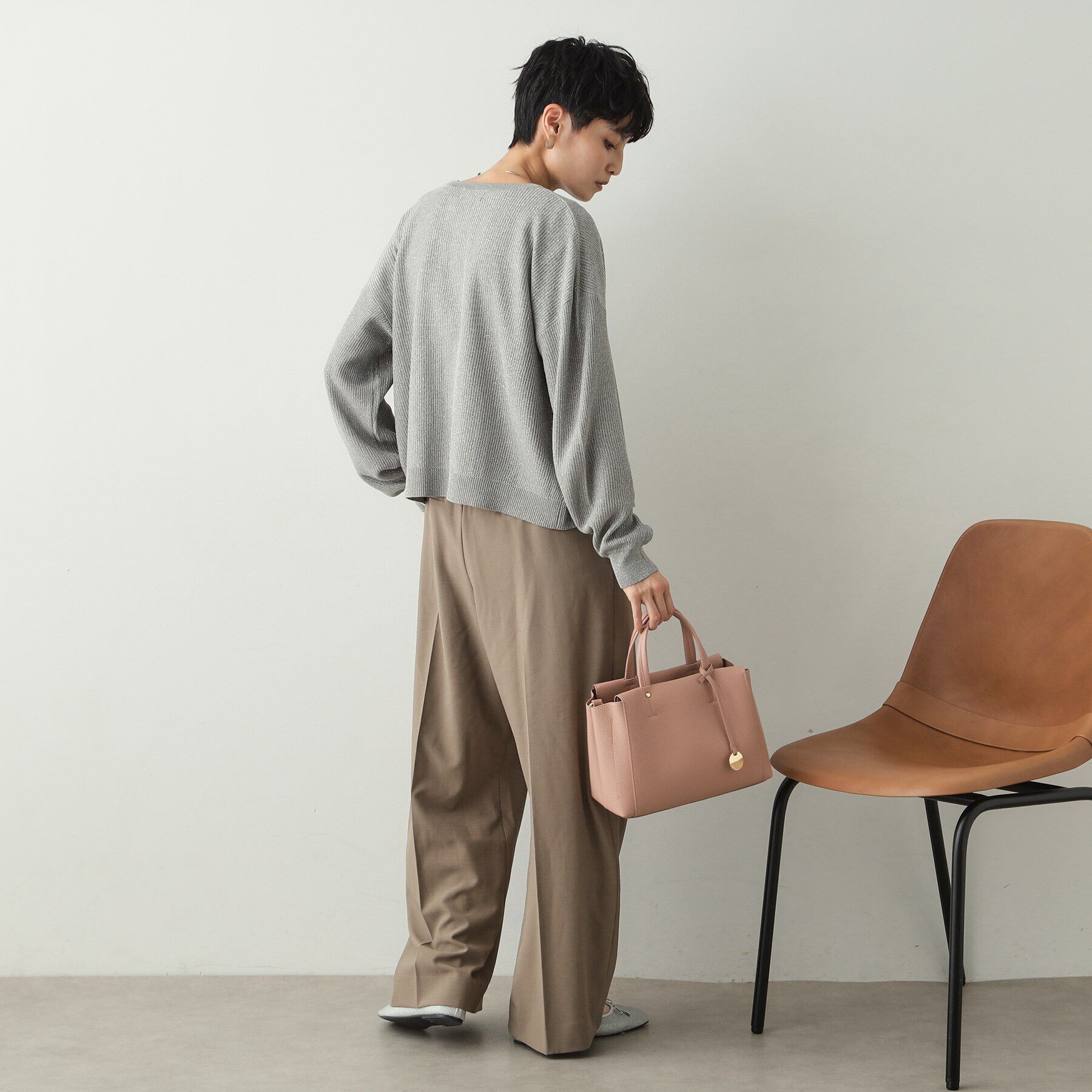 OPAQUE.CLIP「ラメメッシュVネックニットカーディガン【洗濯機洗い可/抗ピル】」|カーディガン|