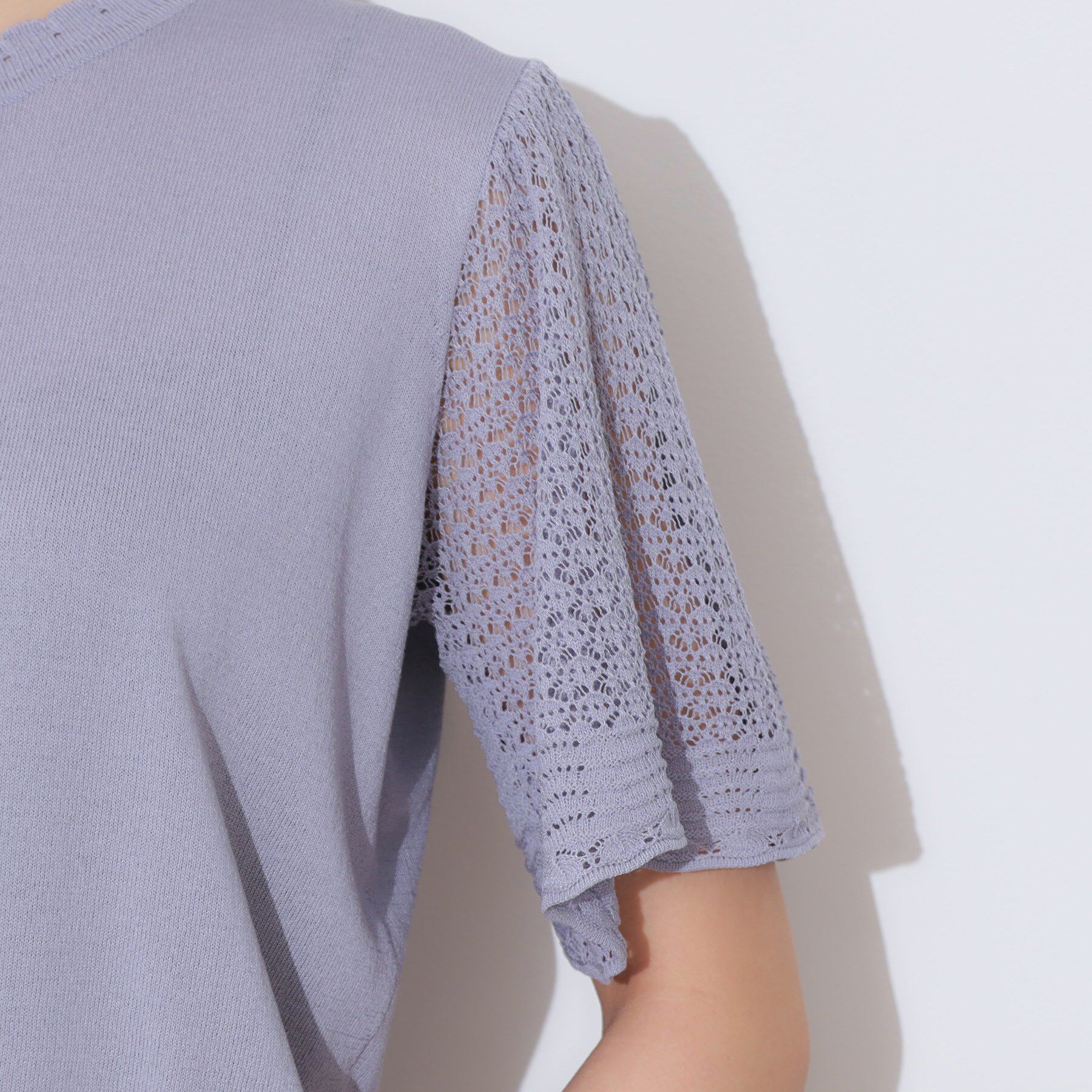 Couture broach「【手洗い可能・UV・アンチピリング・接触冷感・二の腕カバー】透かし袖ニットトップス」|ニット・セーター|