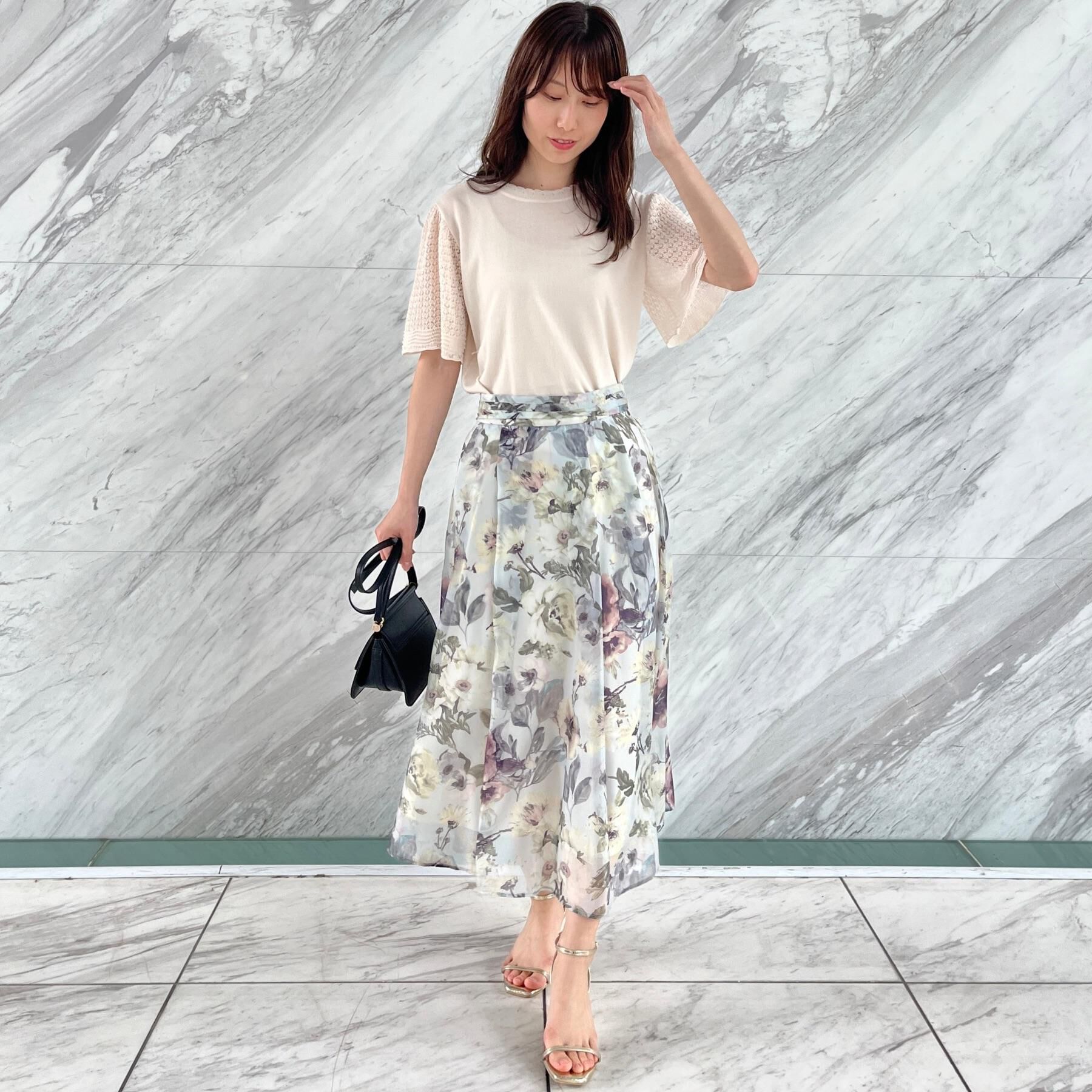 Couture broach「【手洗い可能・UV・アンチピリング・接触冷感・二の腕カバー】透かし袖ニットトップス」|ニット・セーター|