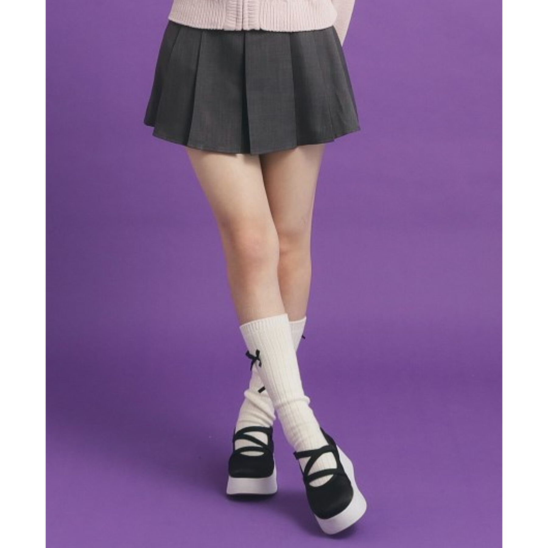 PINK-latte「【カラー追加/オールシーズン対応】ベルト付きプリーツスカート」|スカート|チャコールグレー(0