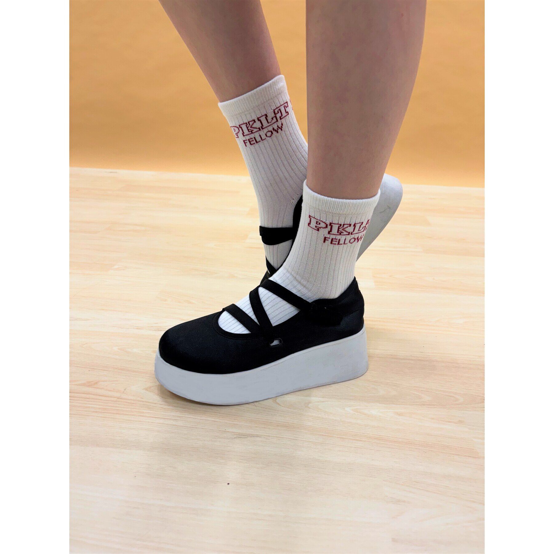 PINK-latte「【15cm丈】フレームロゴソックス」|ソックス|ホワイト(001)