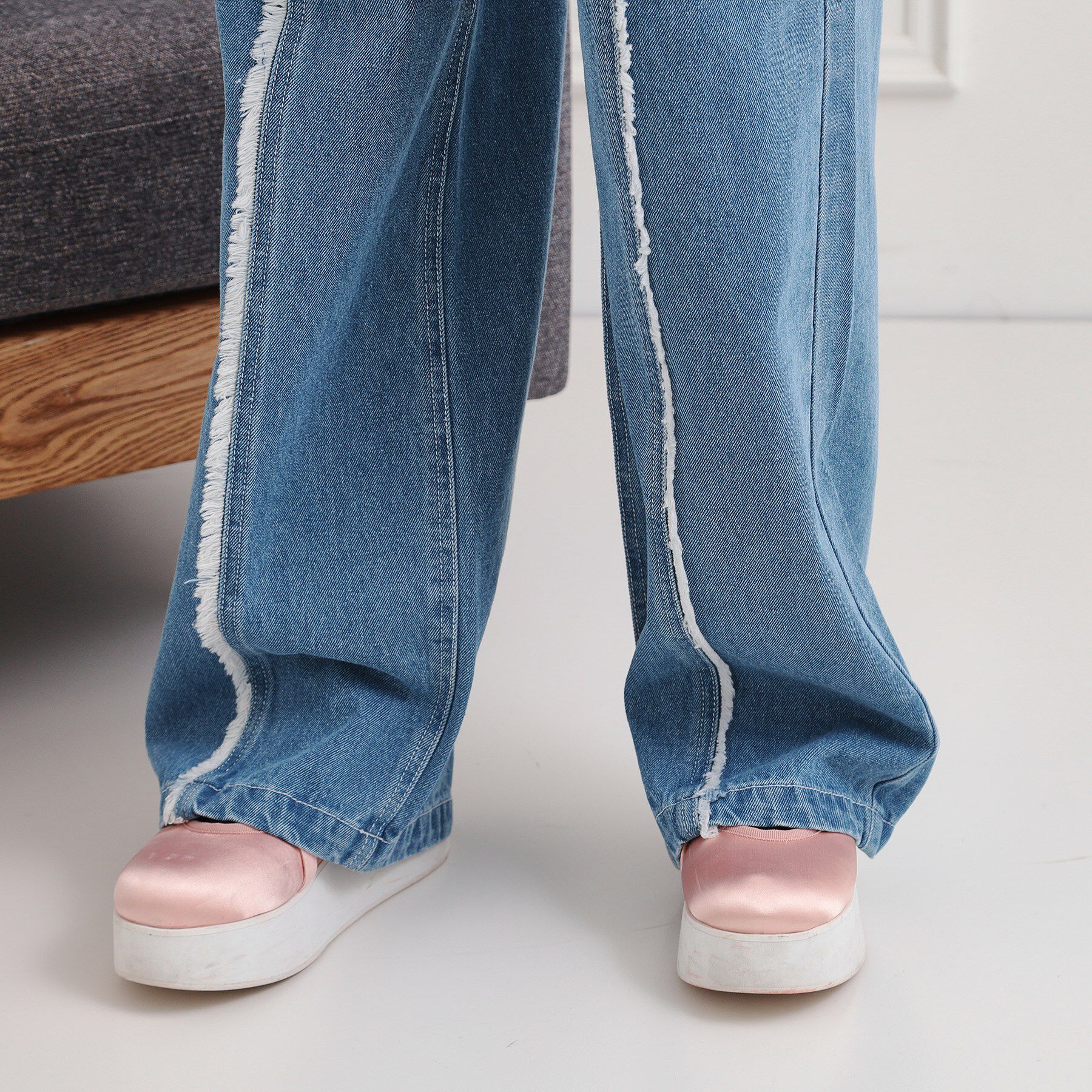 PINK-latte「センターフリンジデニムパンツ」|その他|