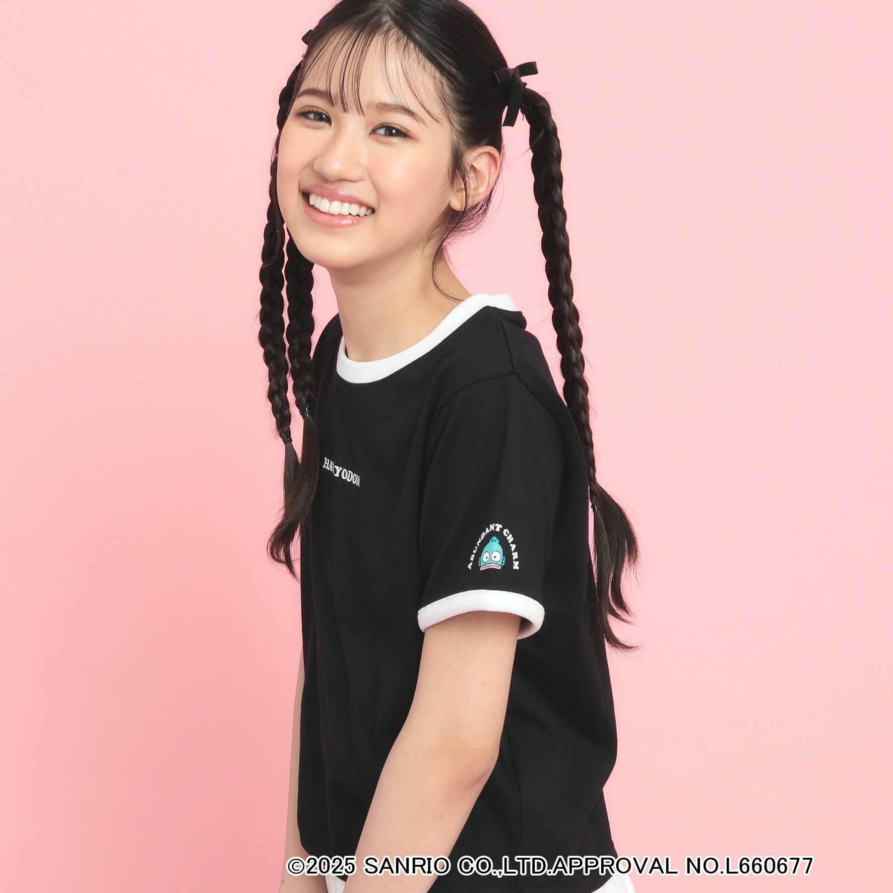 PINK-latte「【サンリオキャラクターズコラボ】リンガーTシャツ」|Tシャツ・カットソー|