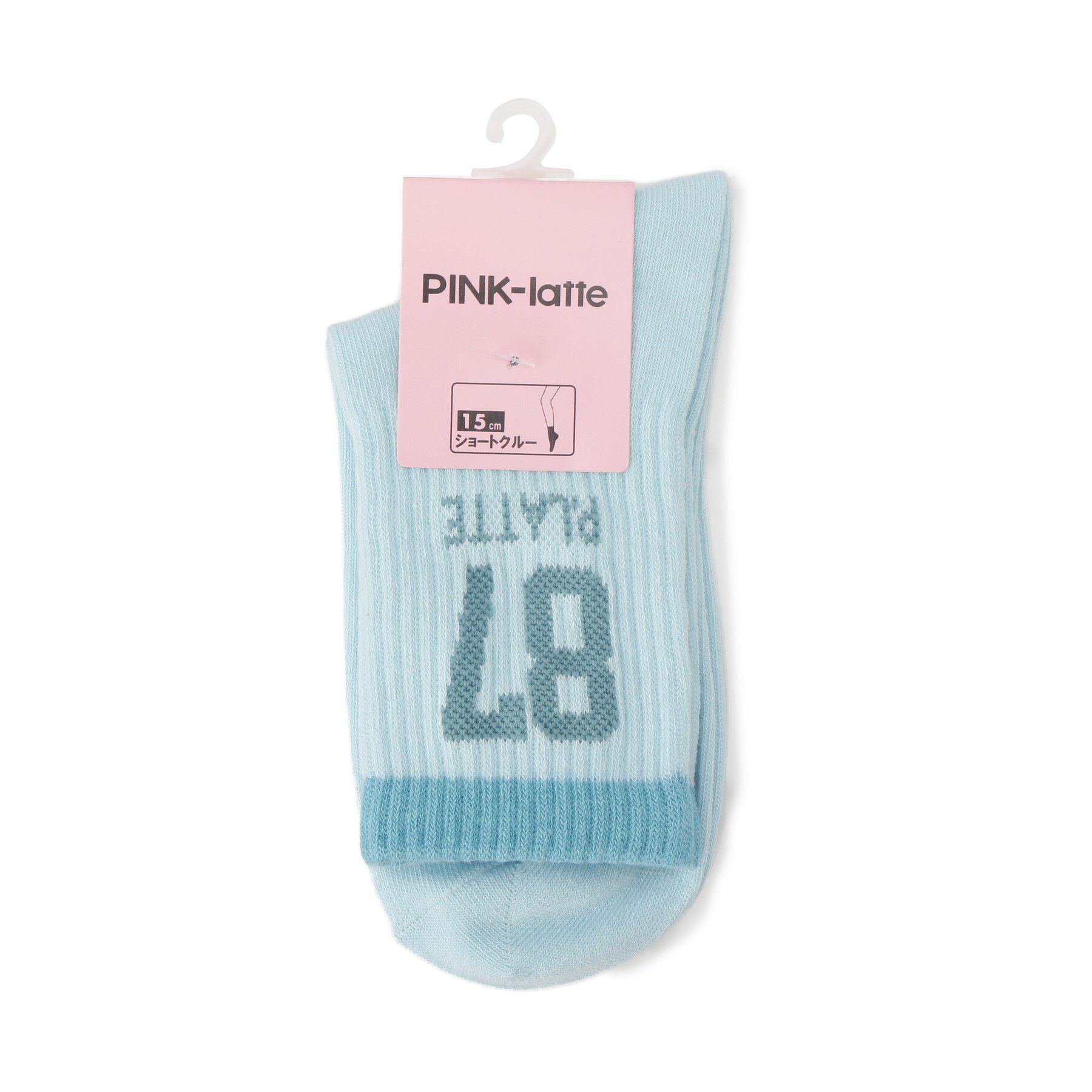 PINK-latte「ナンバリングロゴショート」|ソックス|ブルー(091)