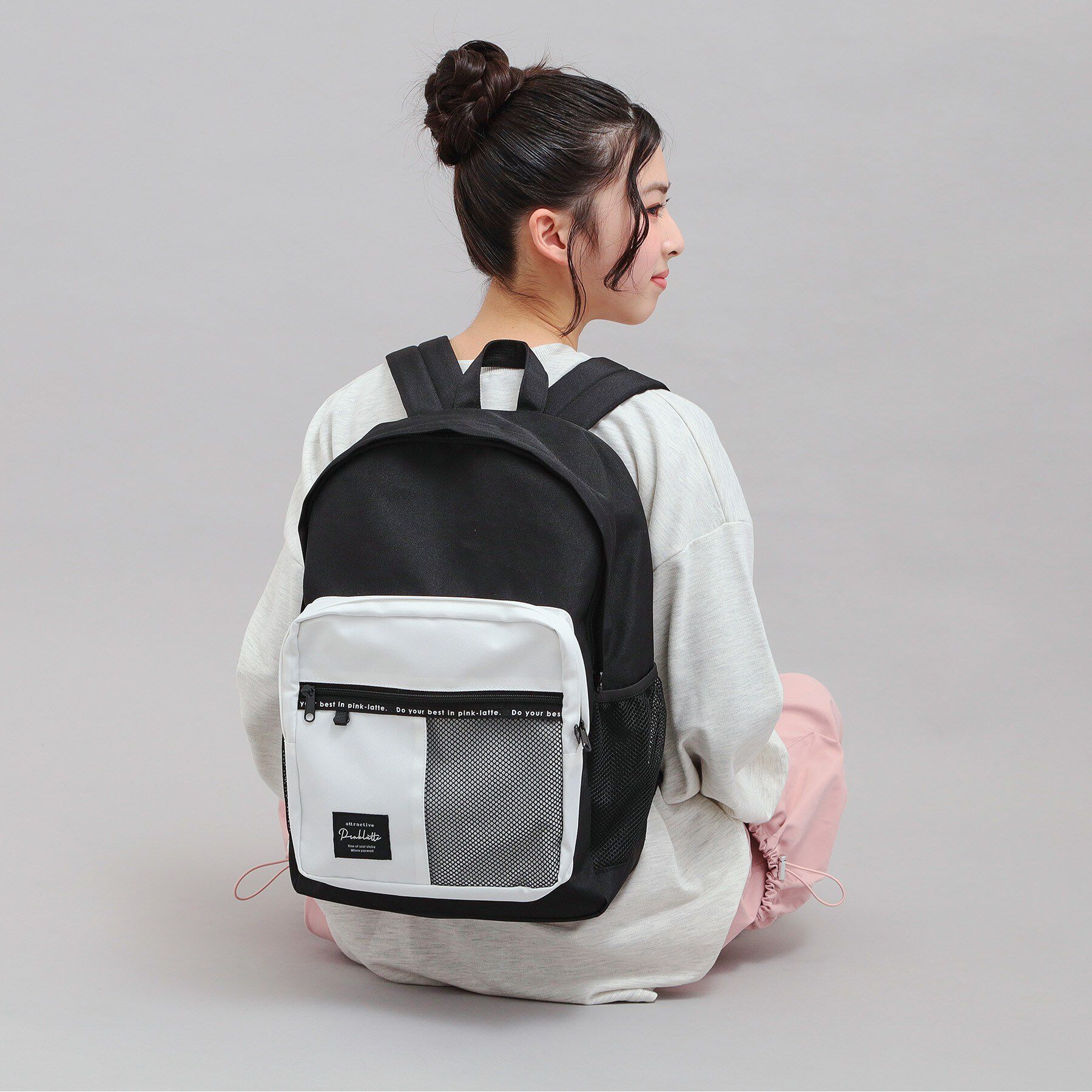 PINK-latte「【容量約23L】バイカラーメッシュリュック」|リュック|