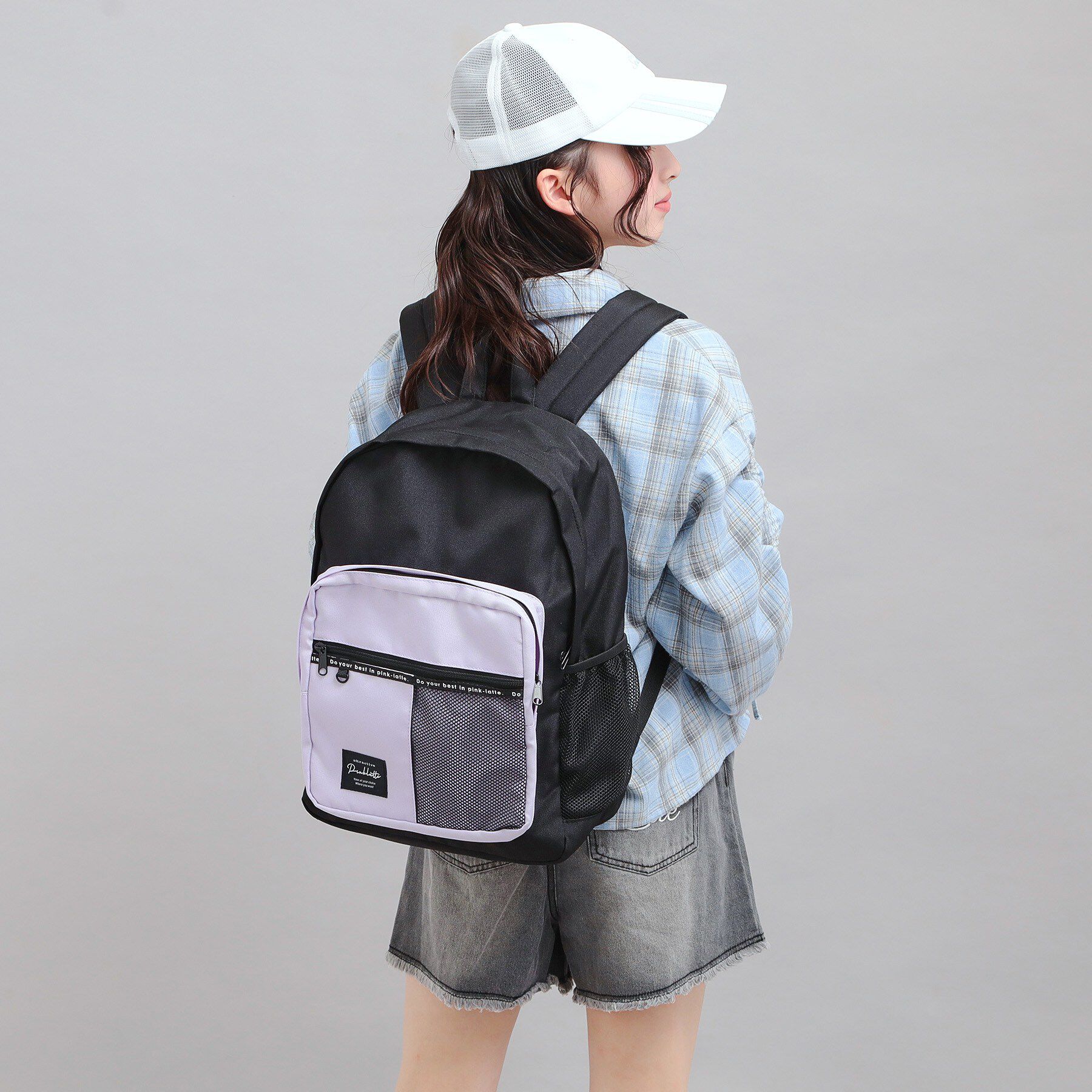 PINK-latte「【容量約23L】バイカラーメッシュリュック」|リュック|