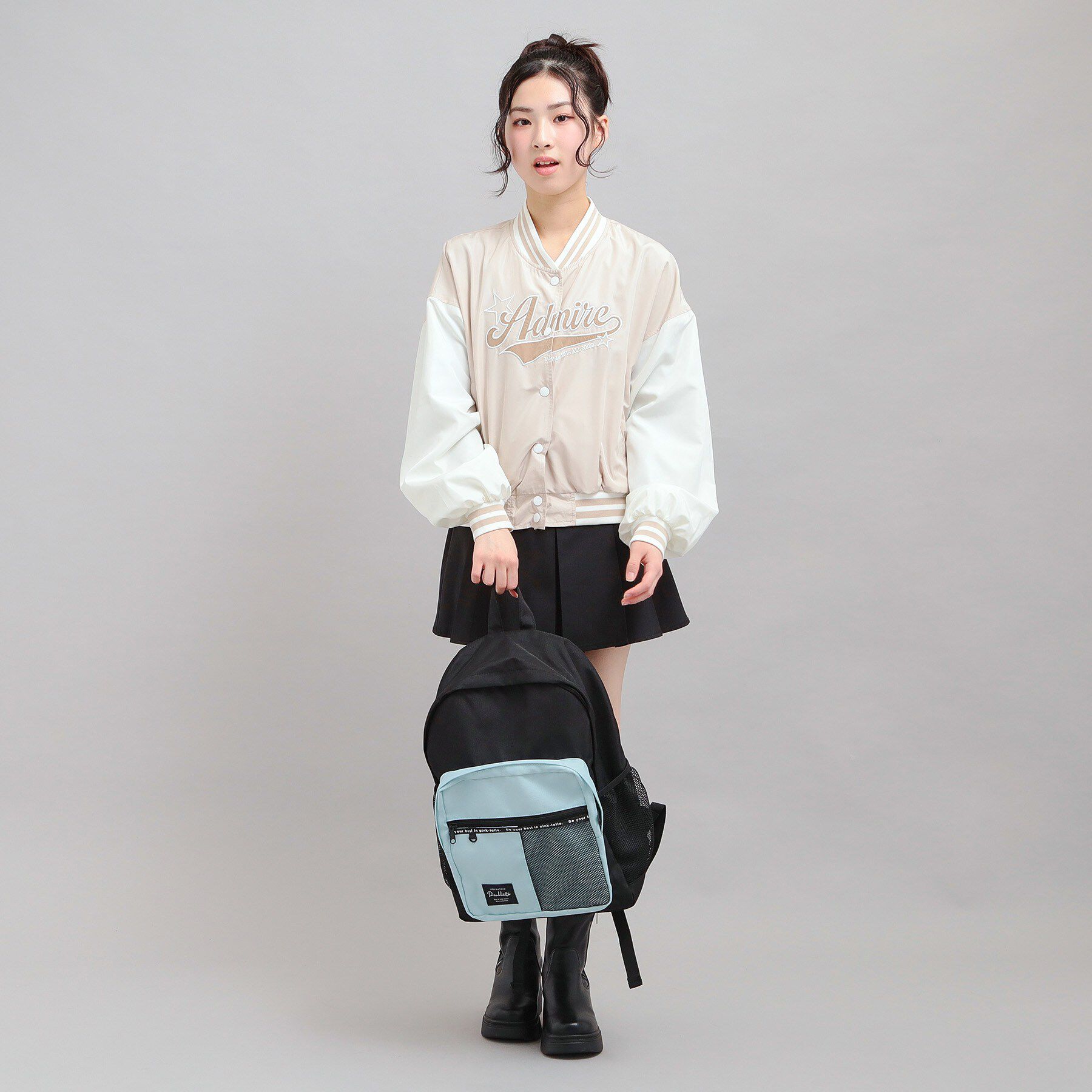 PINK-latte「【容量約23L】バイカラーメッシュリュック」|リュック|ブルー(091)