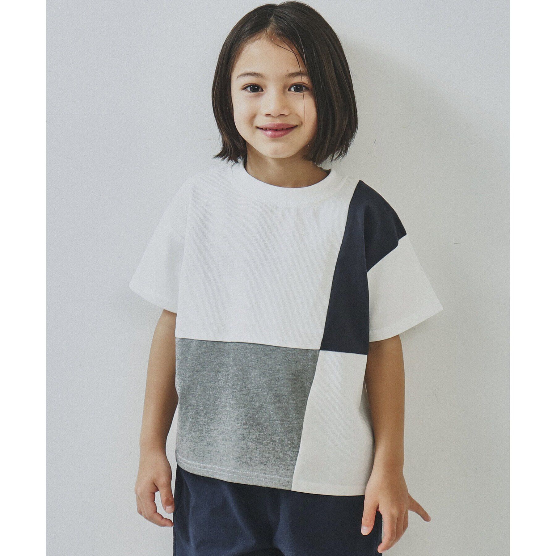 THE SHOP TK「【110-150/再入荷！パパとおそろい】ブロッキングTシャツ」|Tシャツ・カットソー|オフホワイト(503