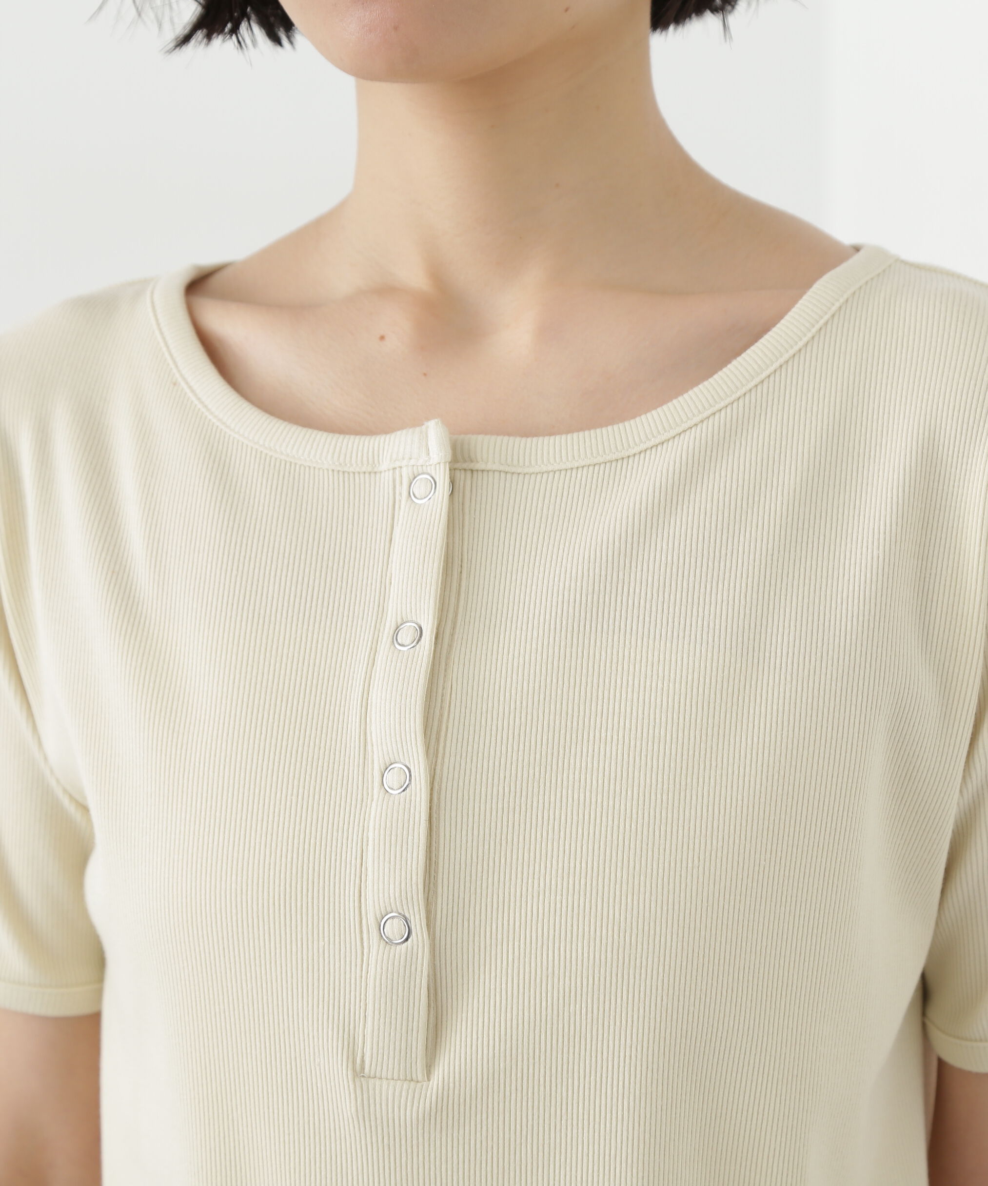  「ヘンリーネック五分袖カットソー」|Tシャツ・カットソー|