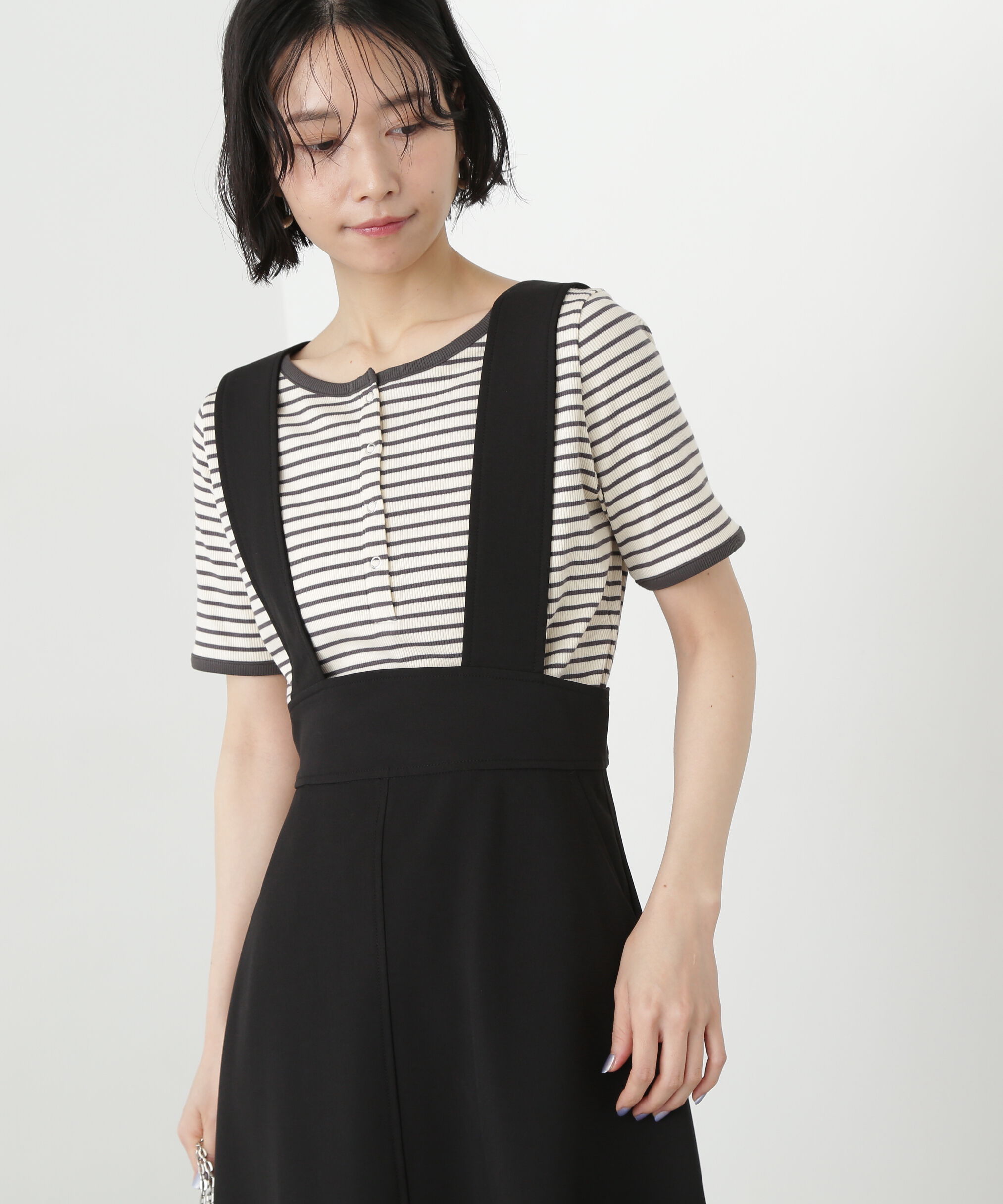  「ヘンリーネック五分袖カットソー」|Tシャツ・カットソー|