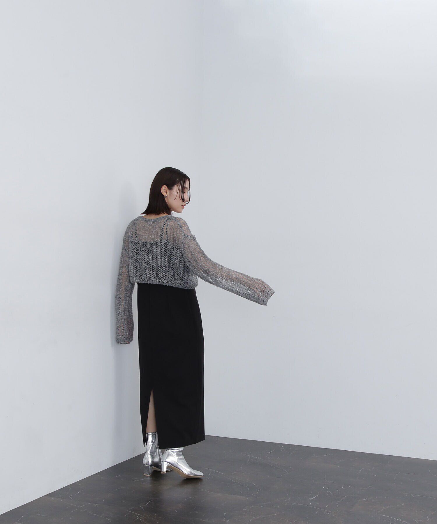  「透かし編みニット＆キャミワンピース」|ワンピース|