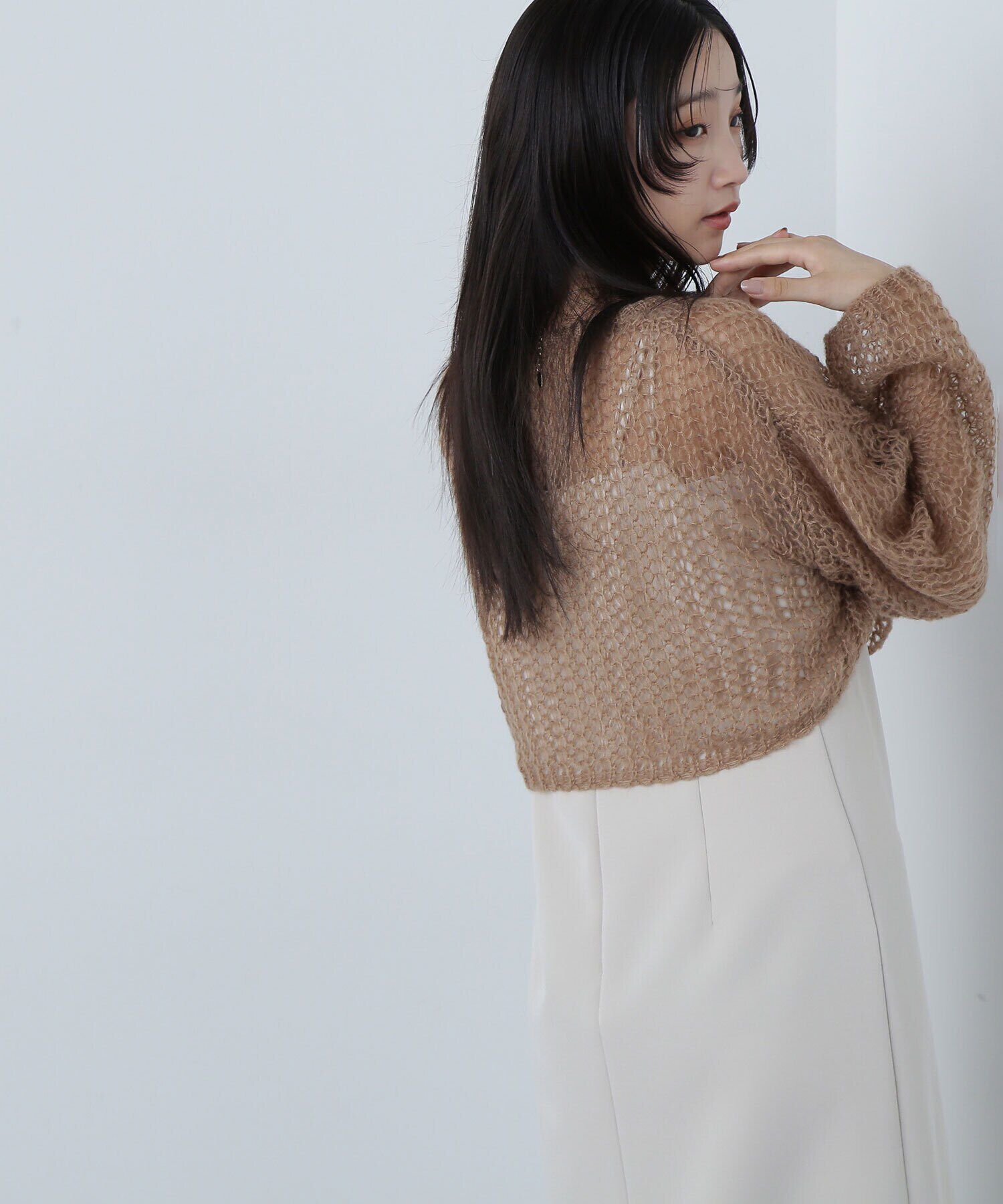  「透かし編みニット＆キャミワンピース」|ワンピース|