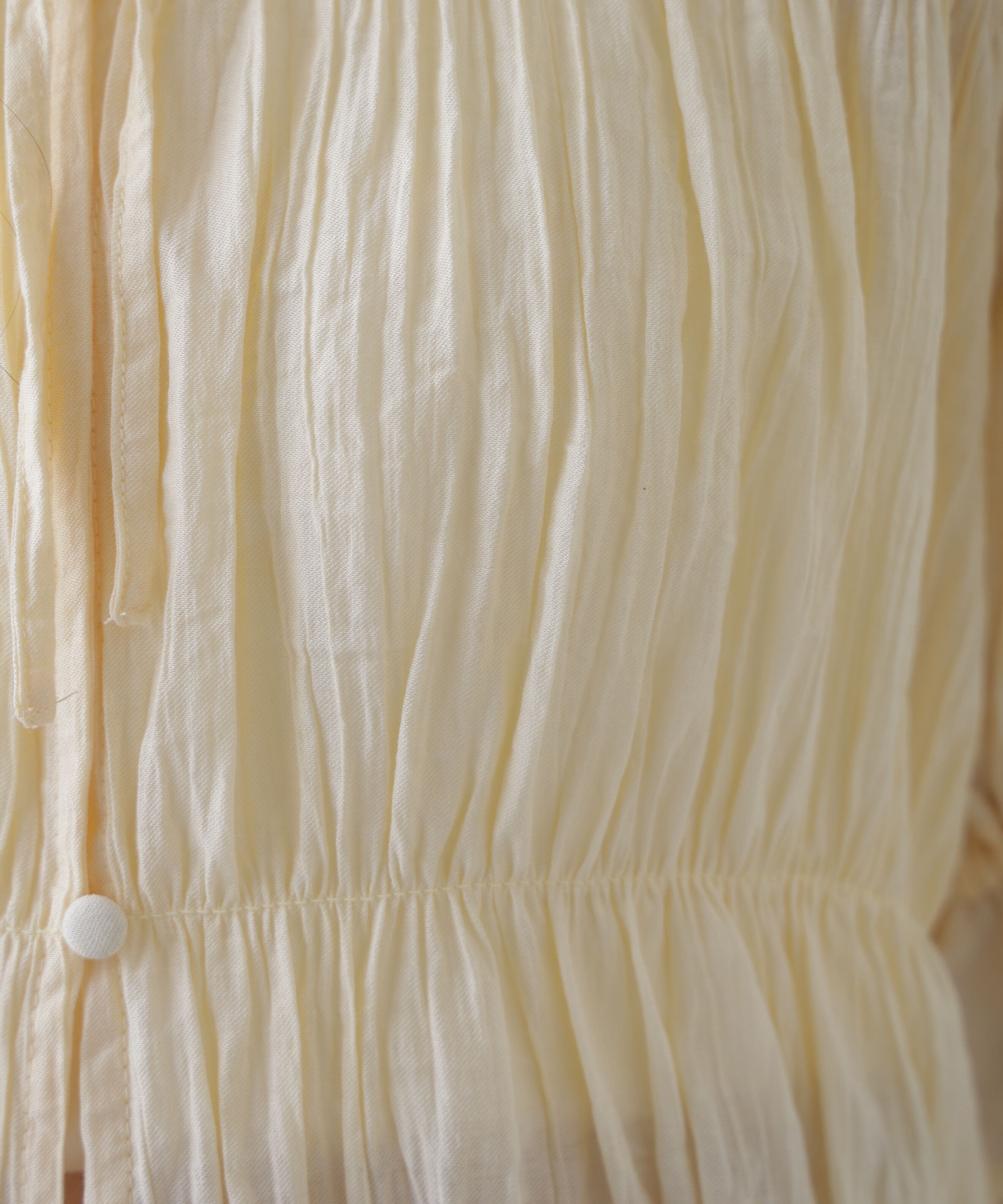  「シアーギャザー前開き短丈半袖ブラウス」|シャツ・ブラウス|